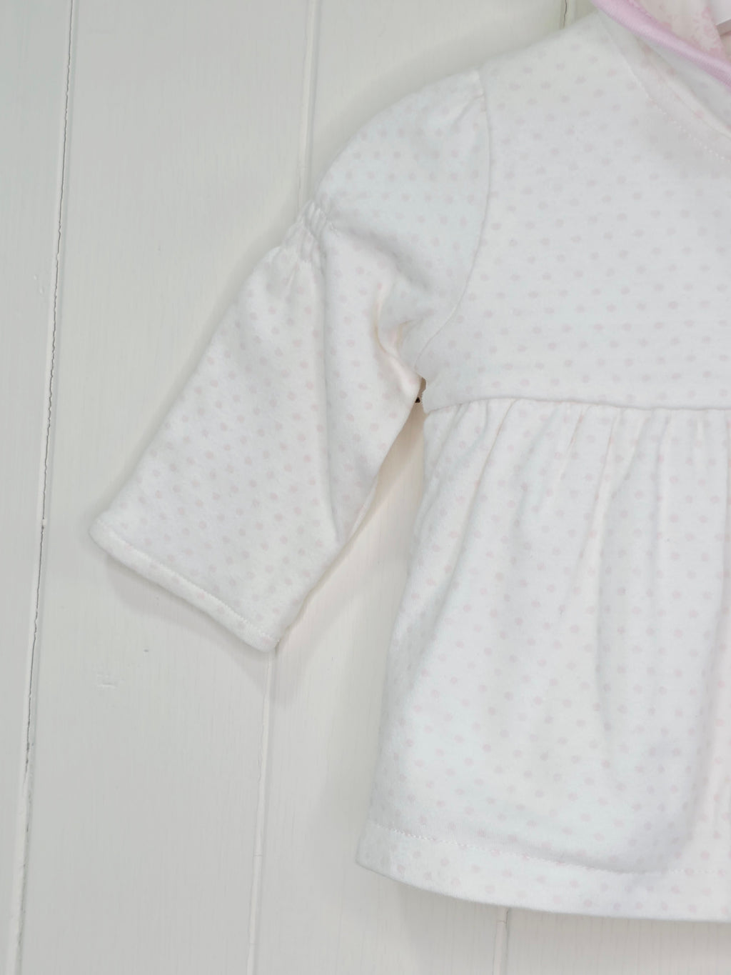 George - 0-3 months white and pink polka dot hooded jacket with flower detail