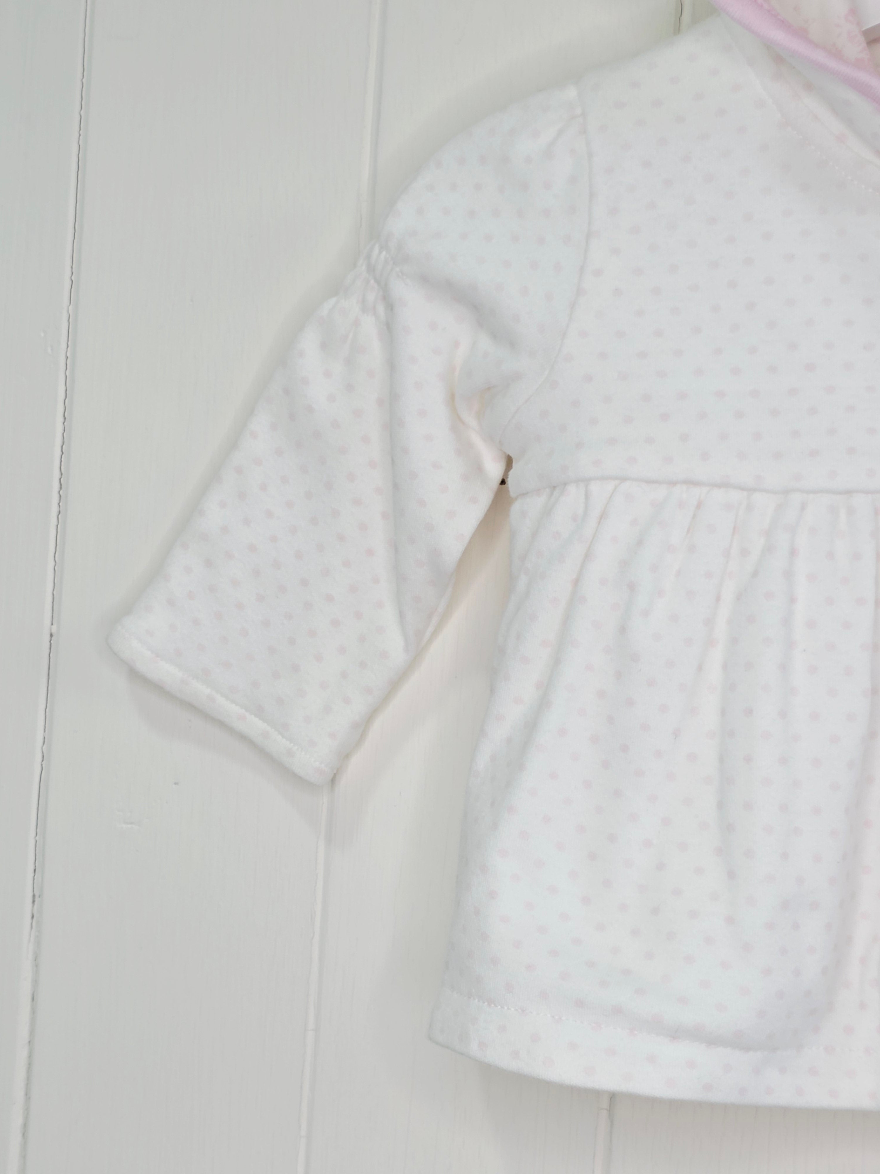 George - 0-3 months white and pink polka dot hooded jacket with flower detail
