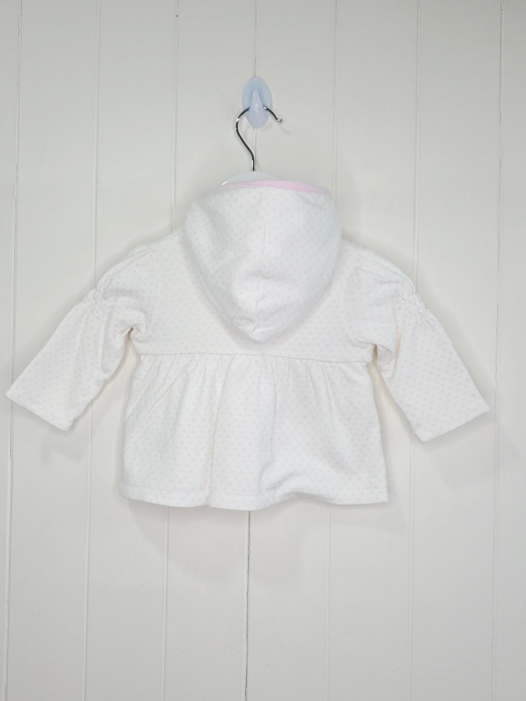 George - 0-3 months white and pink polka dot hooded jacket with flower detail