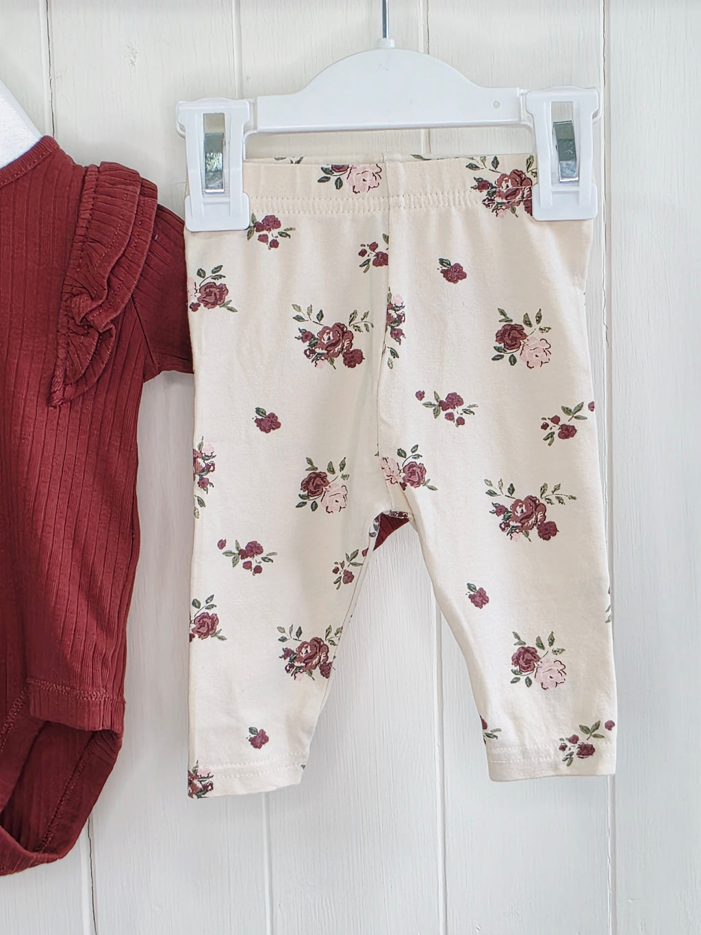 Tu - up to 1 month frilly bodysuit and floral leggings set