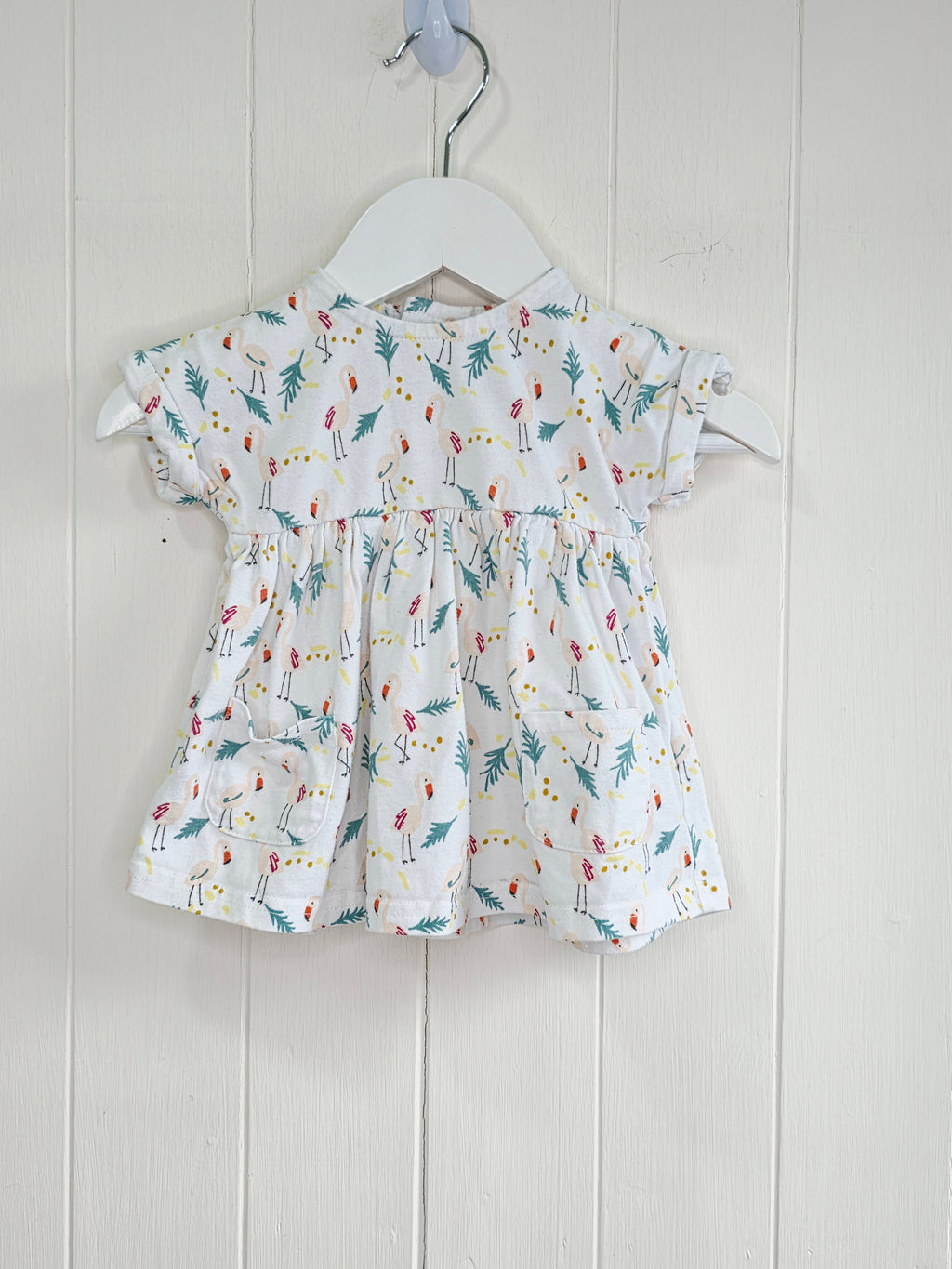Mamas&Papas - newborn baby girls summer dress with a flamingo print