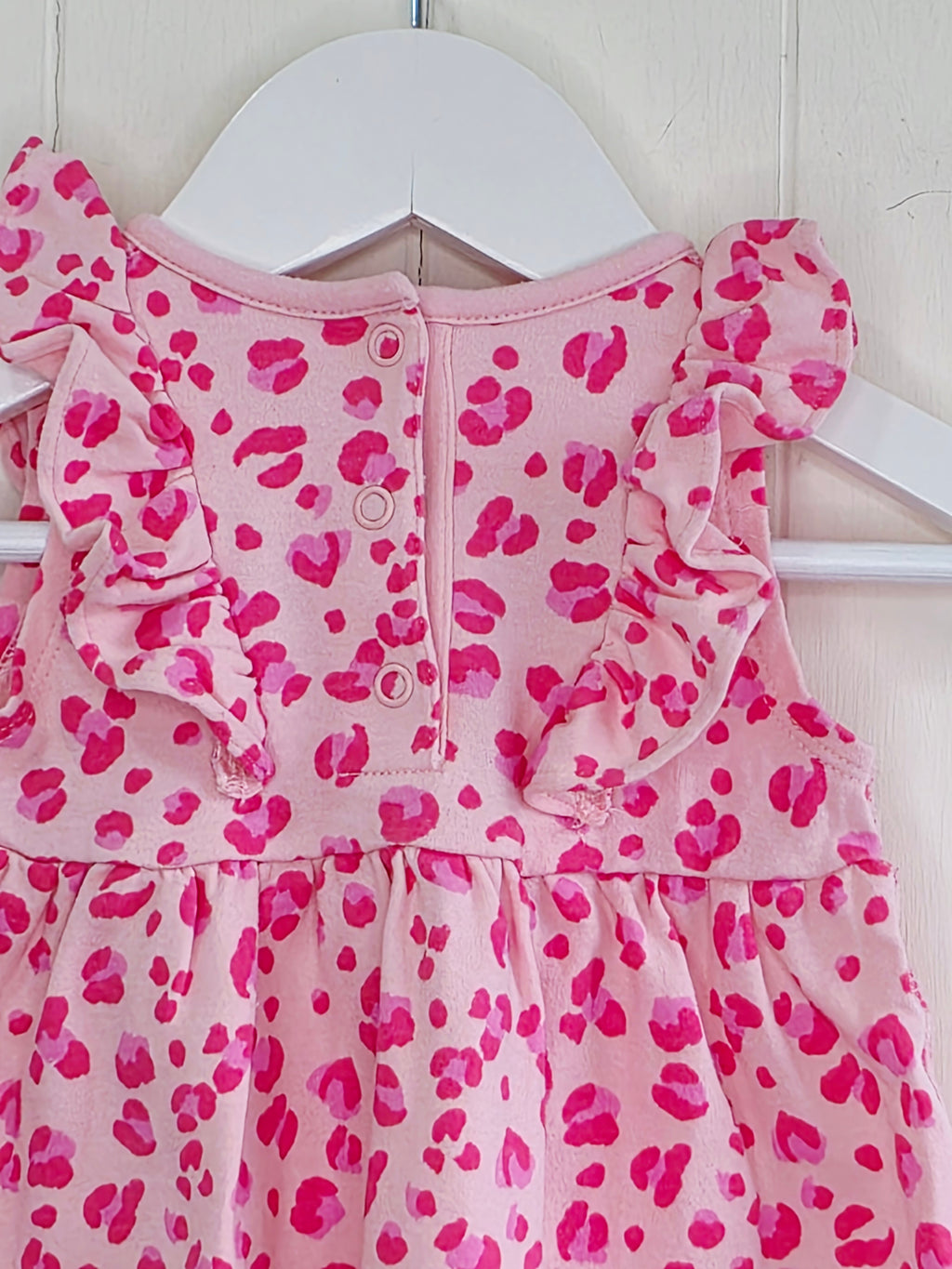 Mothercare - up to 1 month pink leopard print sleeveless dress featuring frill details
