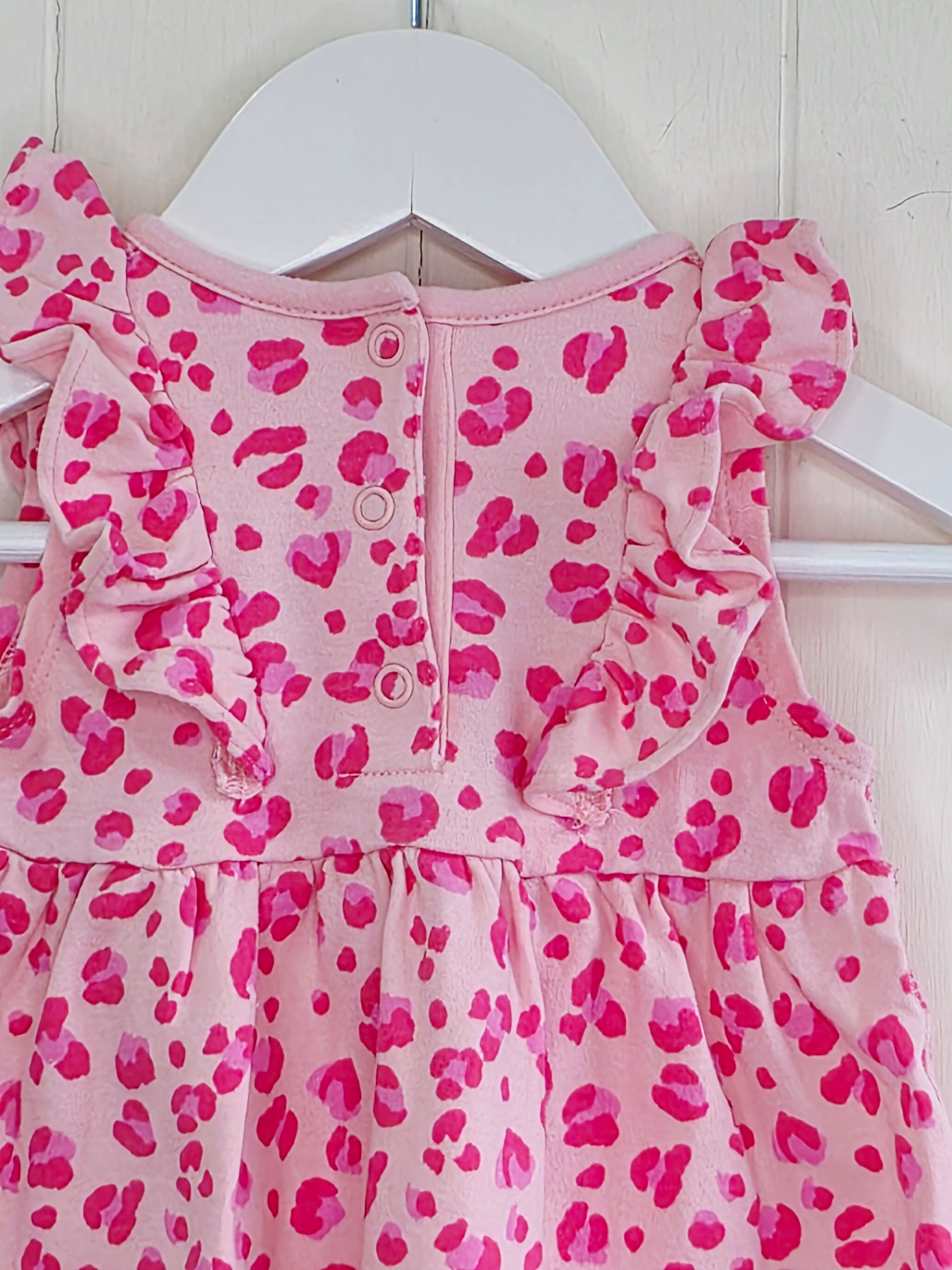 Mothercare - up to 1 month pink leopard print sleeveless dress featuring frill details