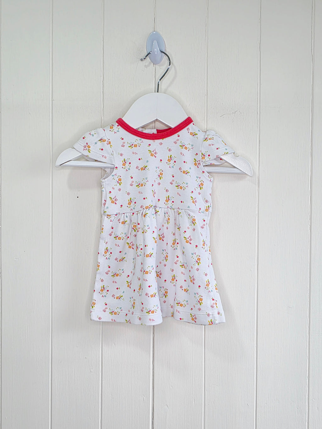 Waitrose - newborn baby girls white floral summer dress with a floral print