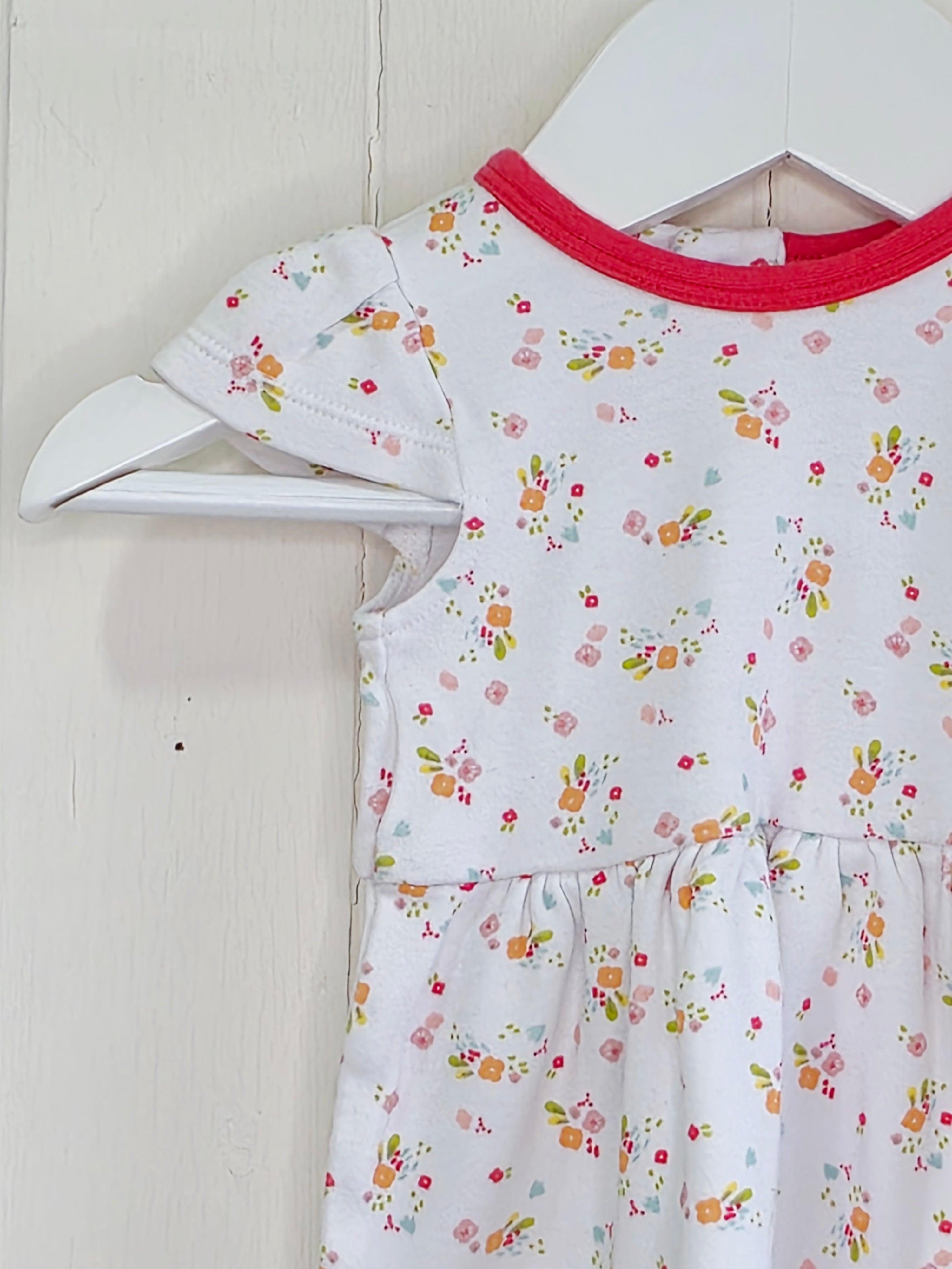 Waitrose - newborn girls white floral cap shoulder dress