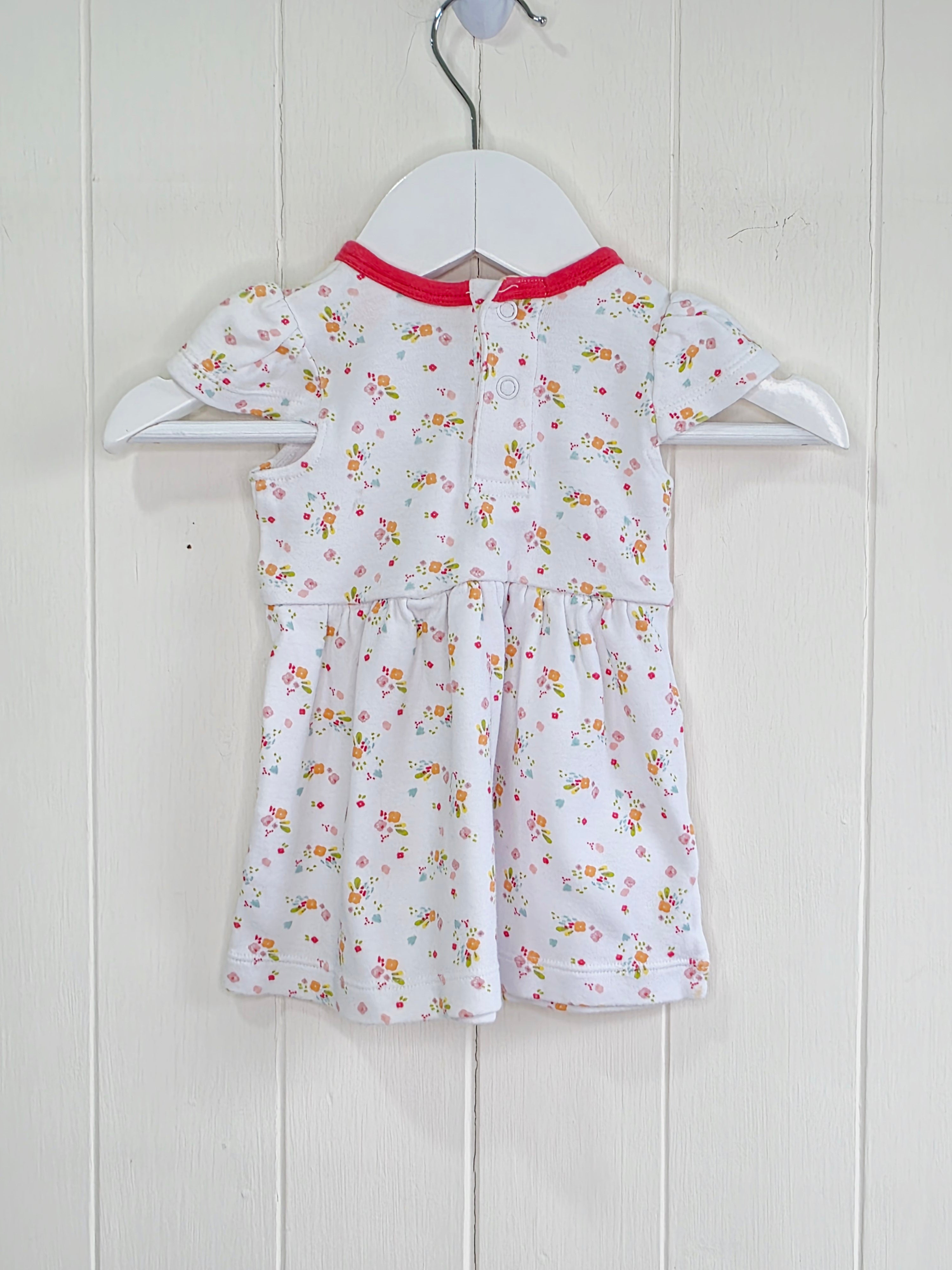 Waitrose - newborn girls white floral cap shoulder dress
