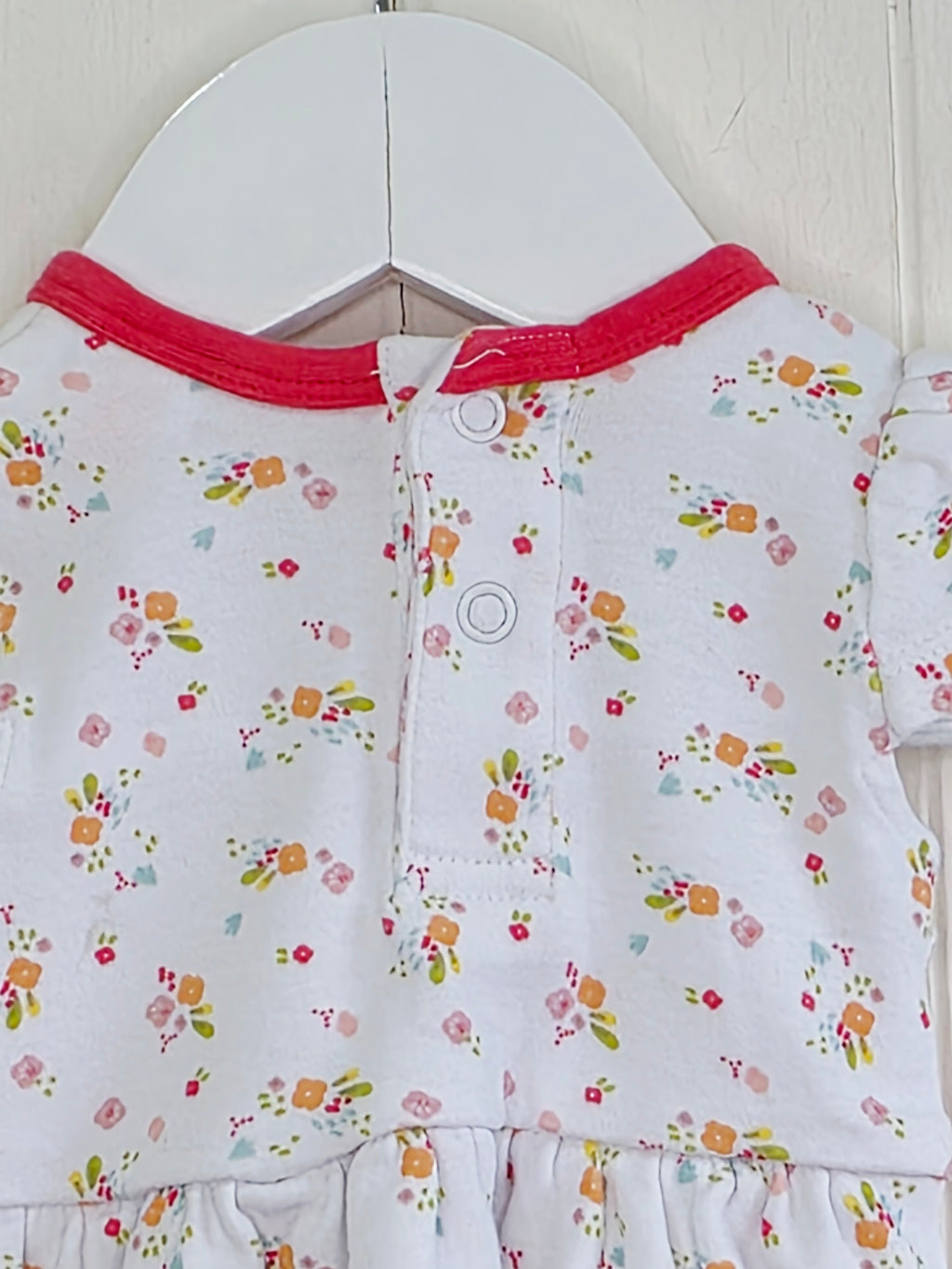 Waitrose - newborn girls white floral cap shoulder dress