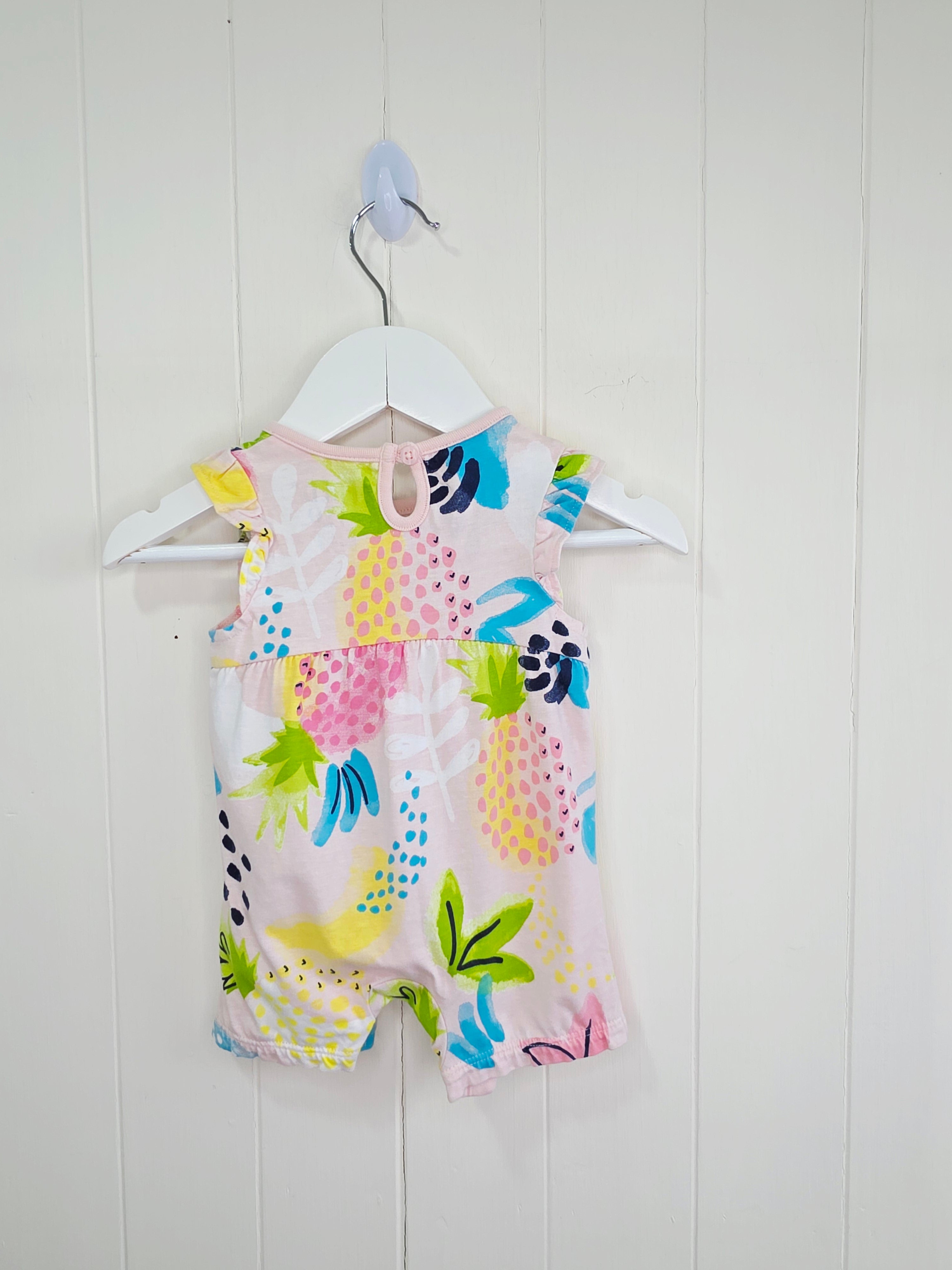 F&F - up to 1 month fruit print romper with frill shoulders