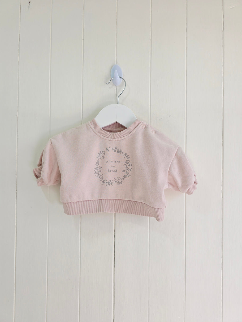 George - First size oversized Pink "You Are So Loved" flower circle sweatshirt