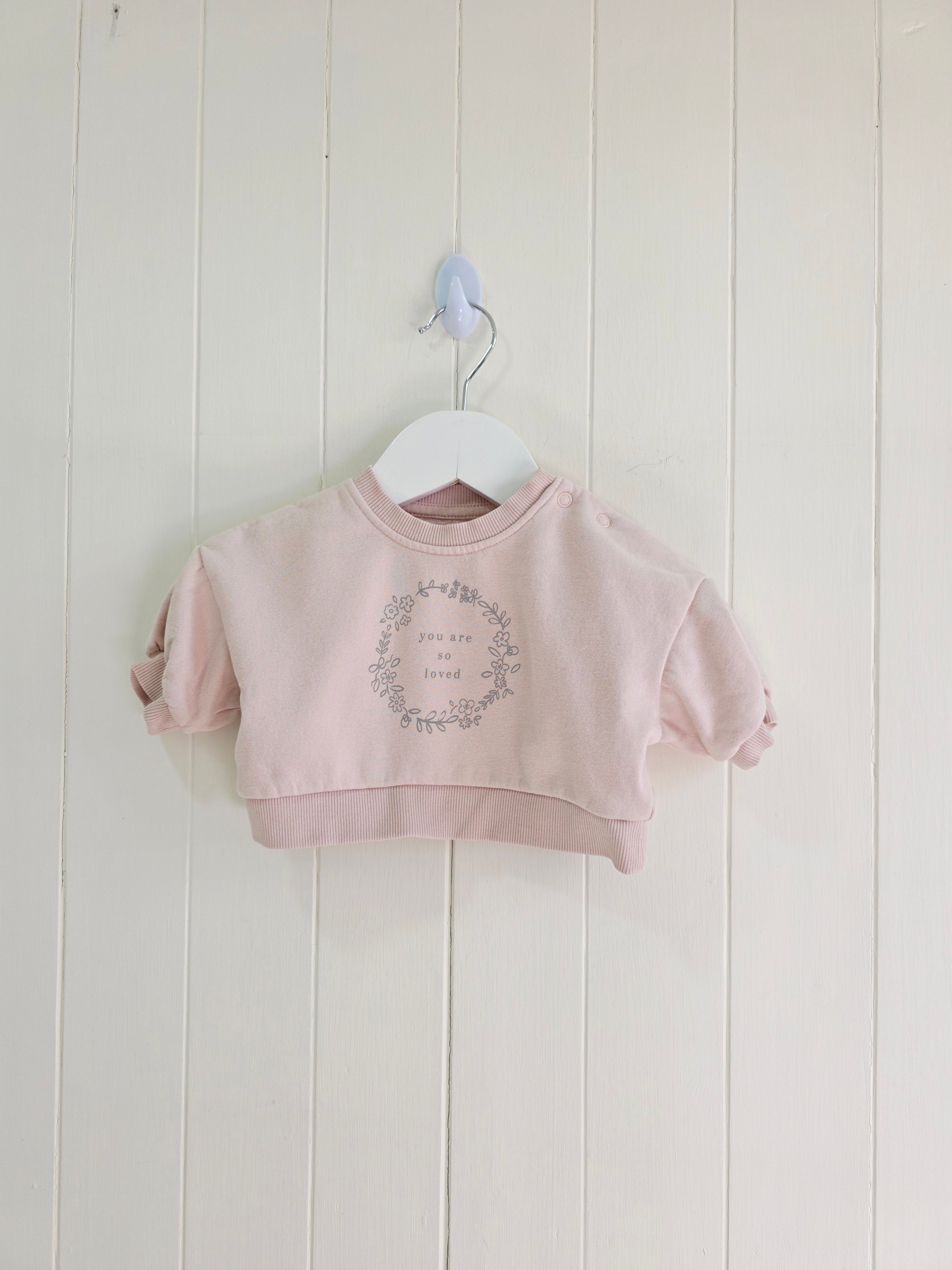 George - First size oversized Pink "You Are So Loved" flower circle sweatshirt