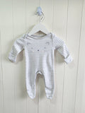 F&F - Newborn striped footed sleepsuit featuring printed cat face