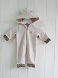 River Island - 0-1 month girls hooded cream all in one romper featuring leopard print wings