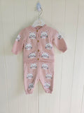 TU - Up to 1 month baby girls' pink knitted cardigan and leggings sets with cat graphics