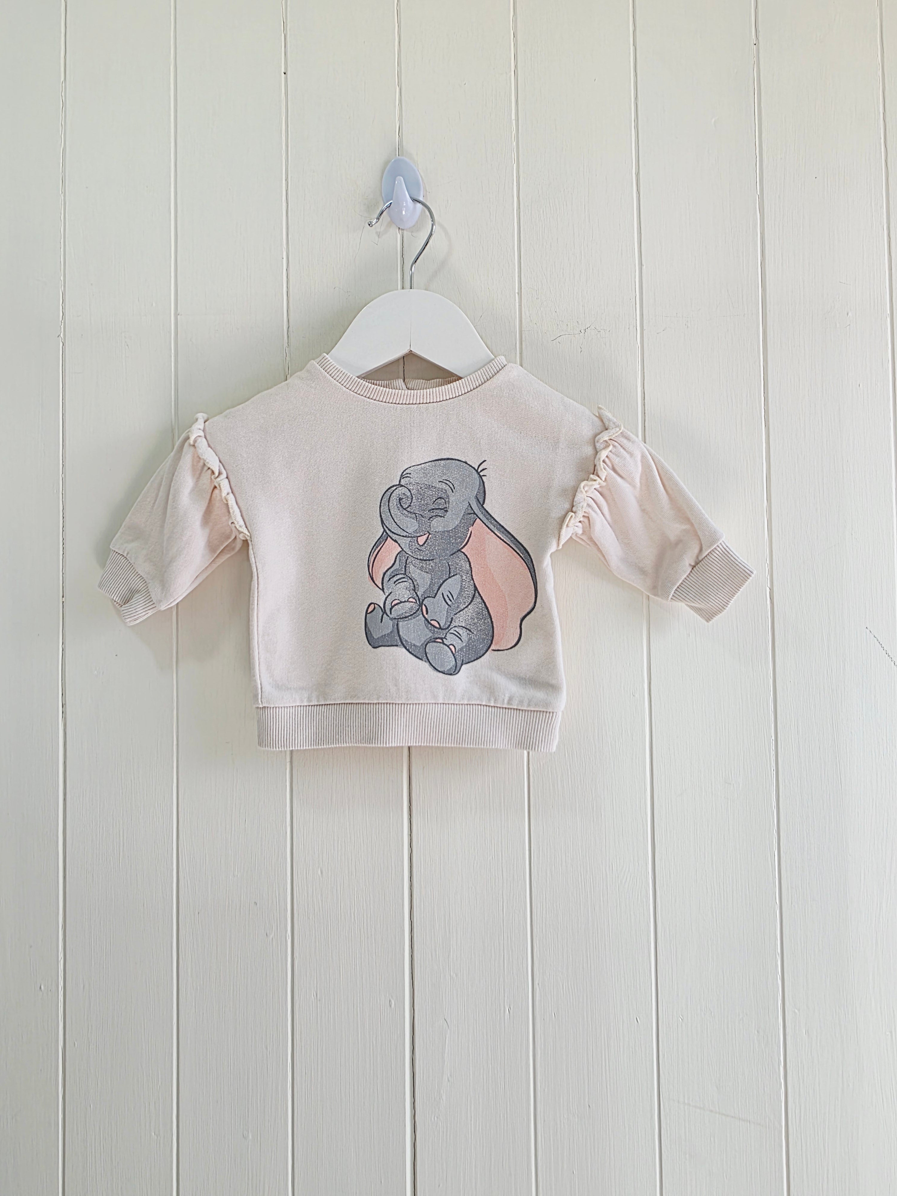 George - First size Dumbo print light pink sweatshirt featuring ruffle details