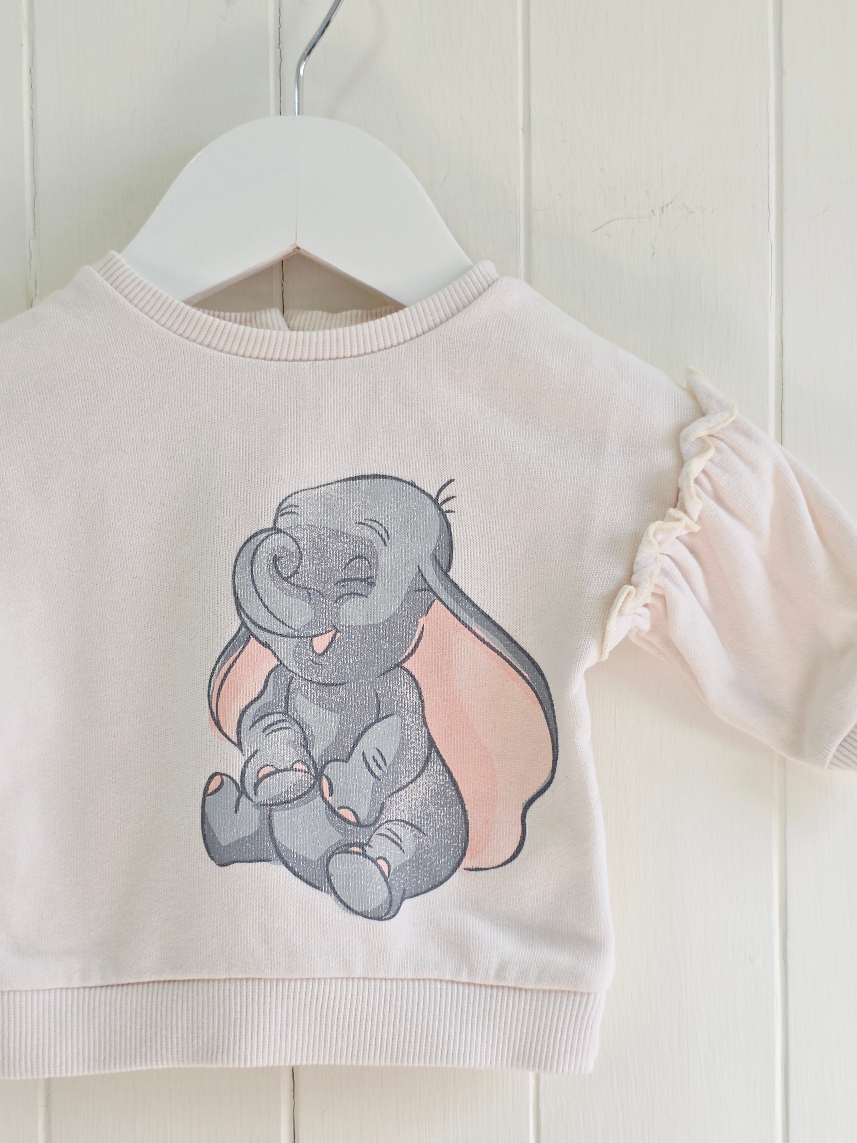 George - First size Dumbo print light pink sweatshirt featuring ruffle details