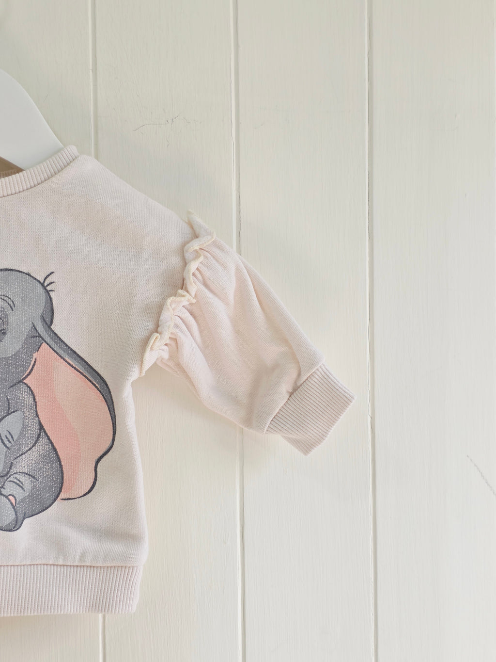 George - First size Dumbo print light pink sweatshirt featuring ruffle details