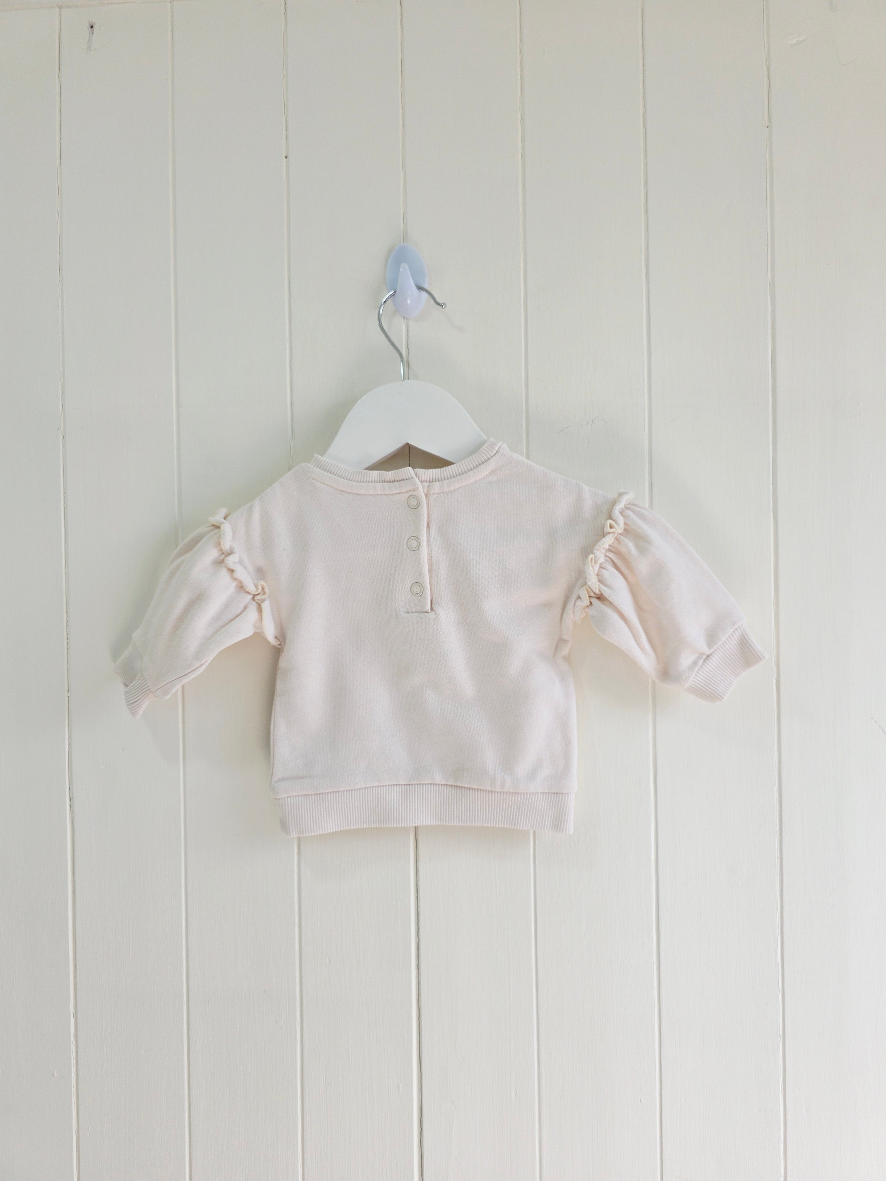 George - First size Dumbo print light pink sweatshirt featuring ruffle details