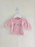 George - First size girls light pink velour sweatshirt featuring embroidered cat face