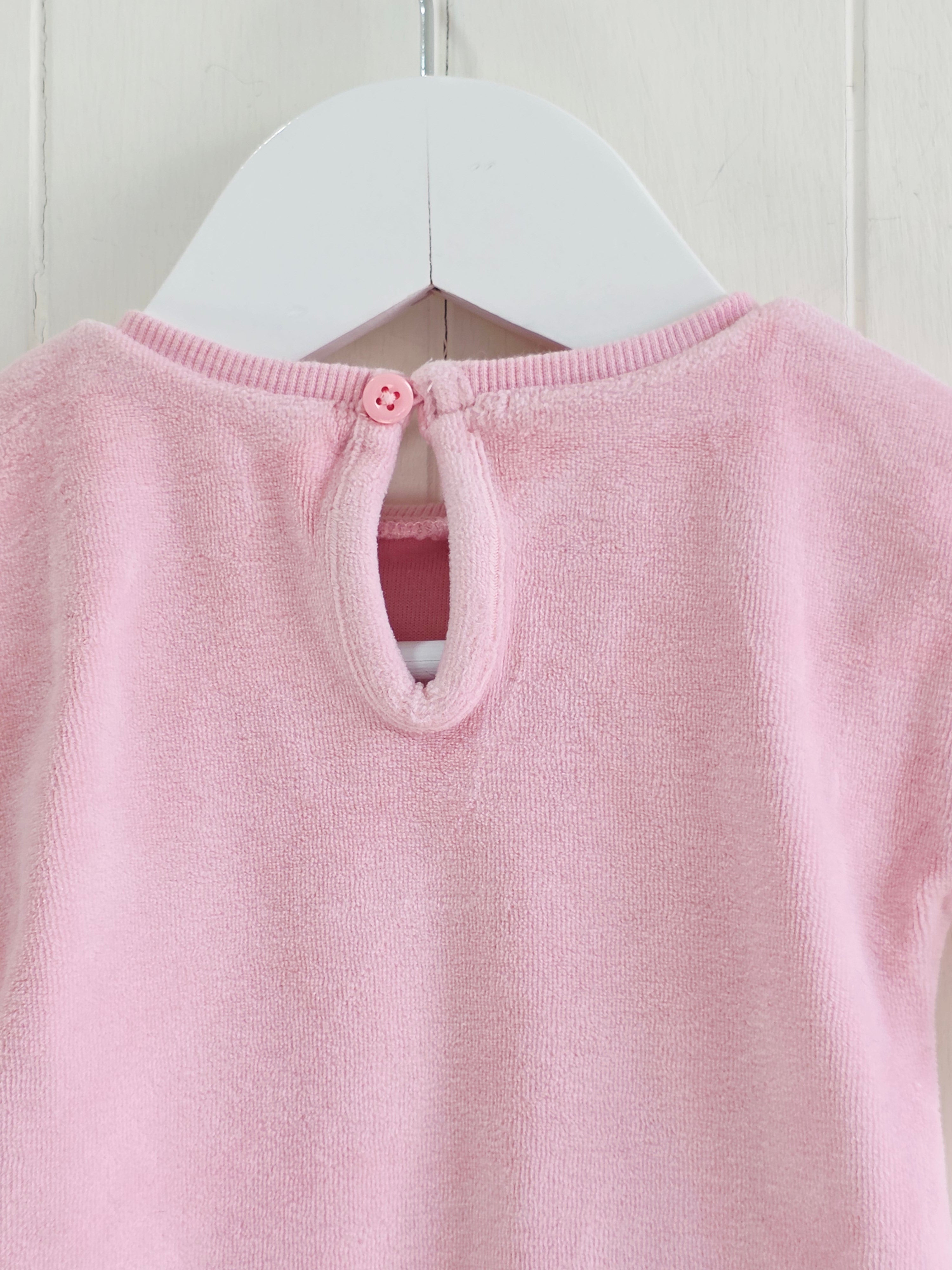 George - First size girls light pink velour sweatshirt featuring embroidered cat face