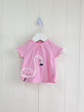 Next - Up to 1 month girls pink t-shirt featuring flamingo applique