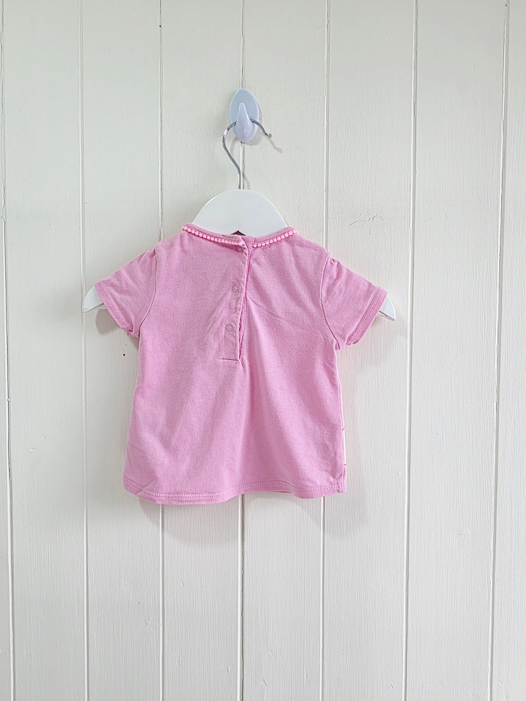 Next - Up to 1 month girls pink t-shirt featuring flamingo applique