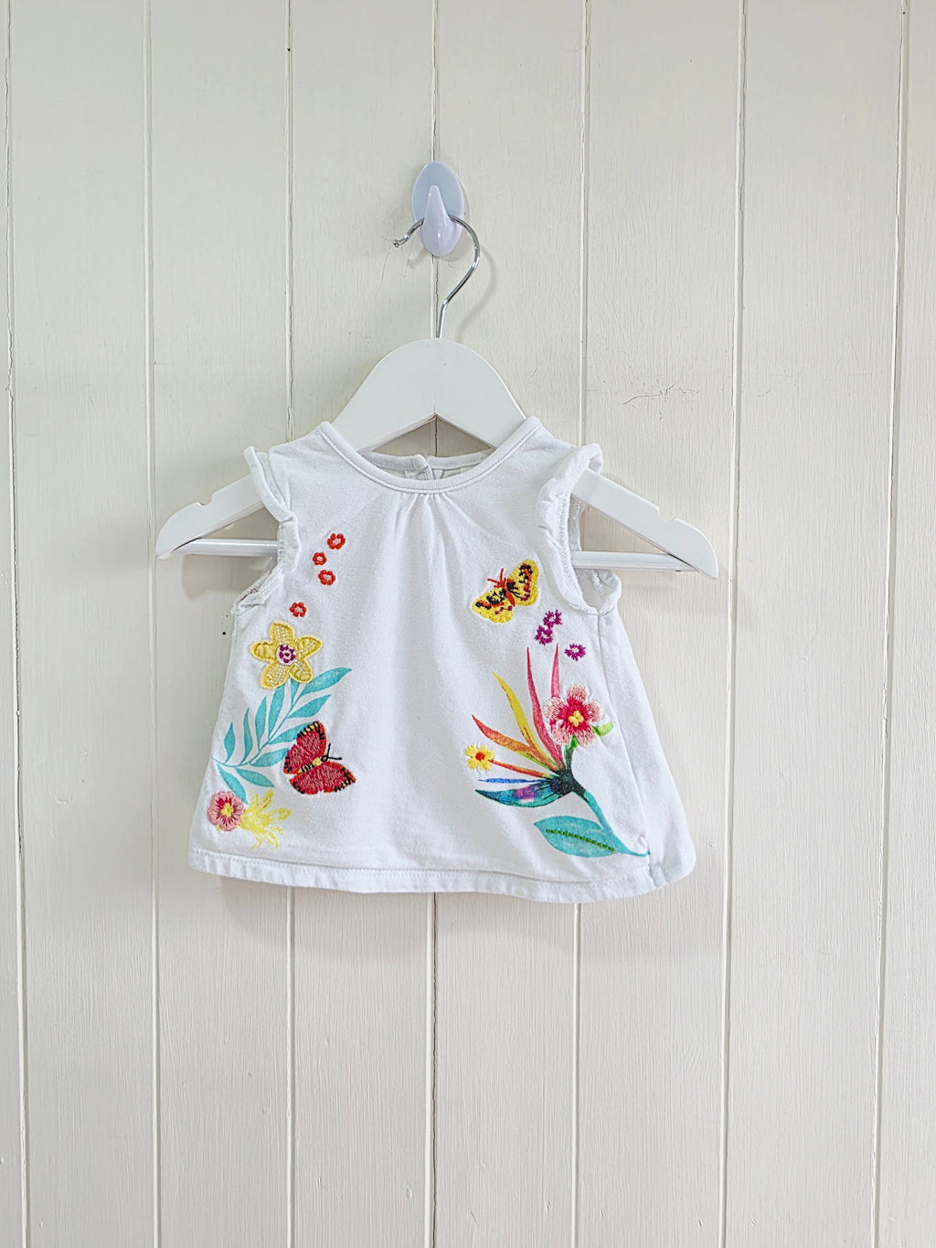 Next - Up to 1 month girl floral and butterfly embroidered top