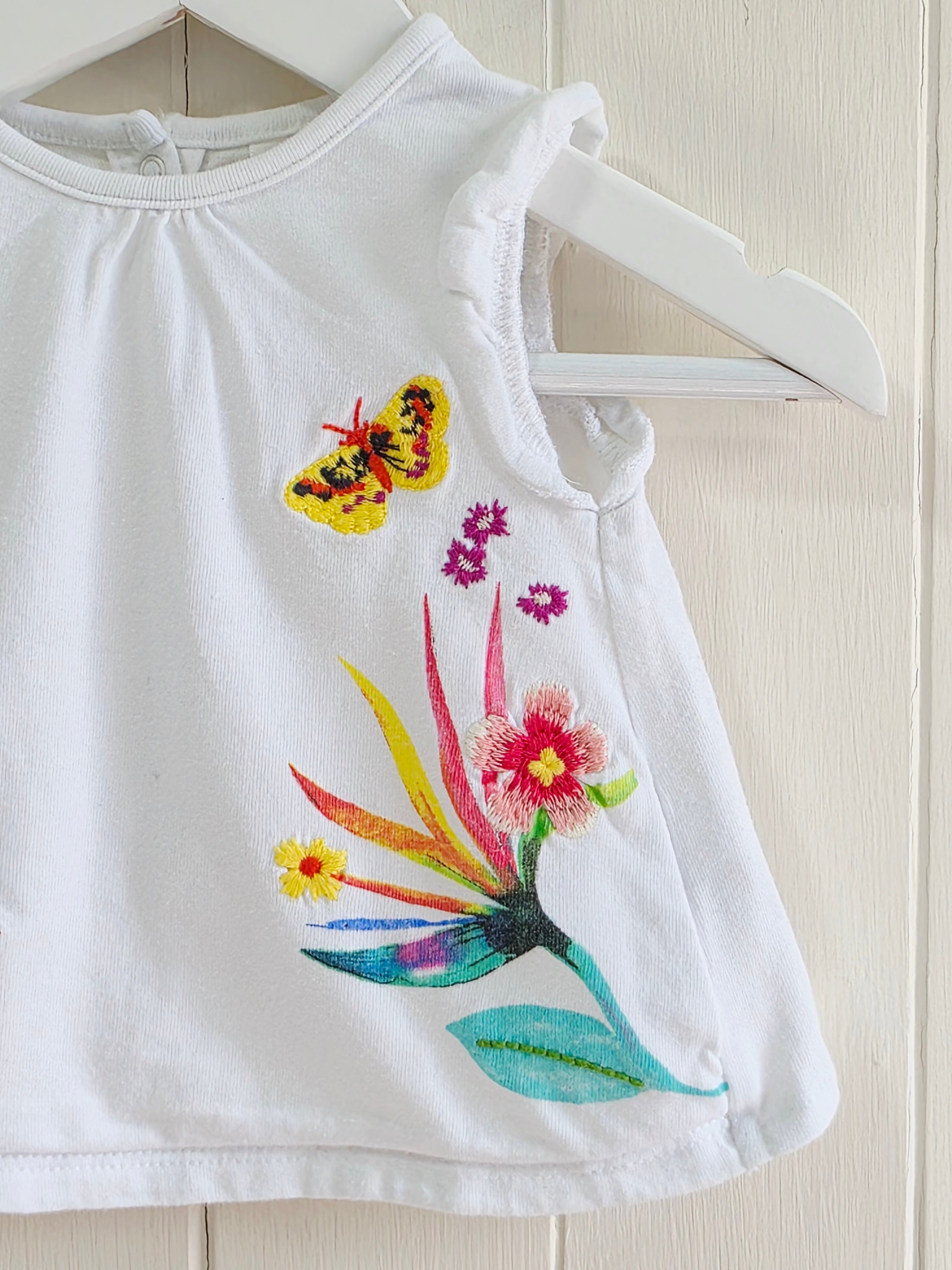 Next - Up to 1 month girl floral and butterfly embroidered top