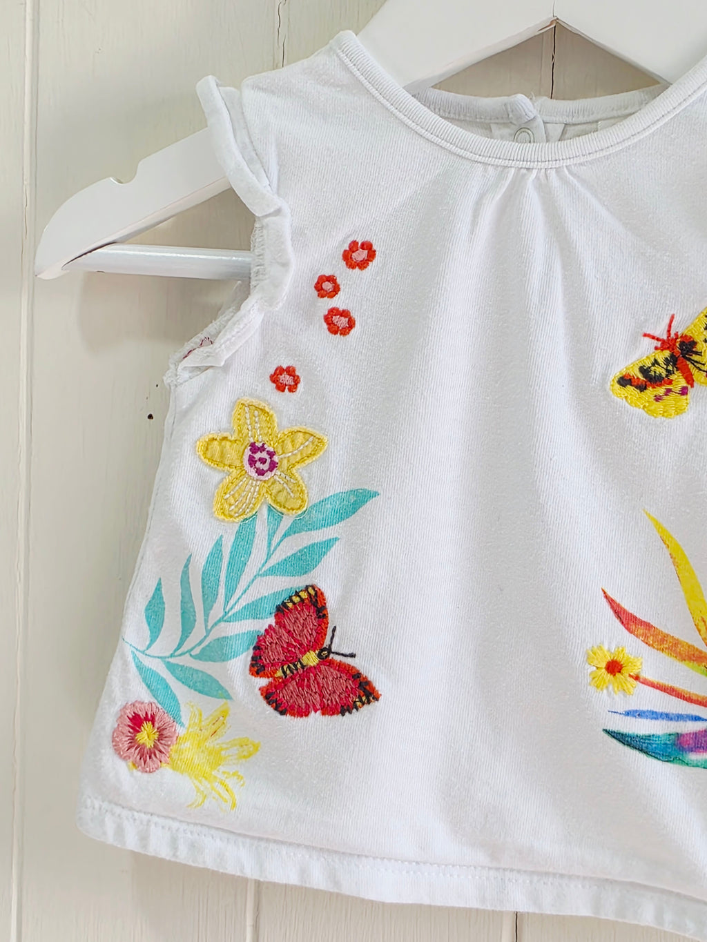 Next - Up to 1 month girl floral and butterfly embroidered top