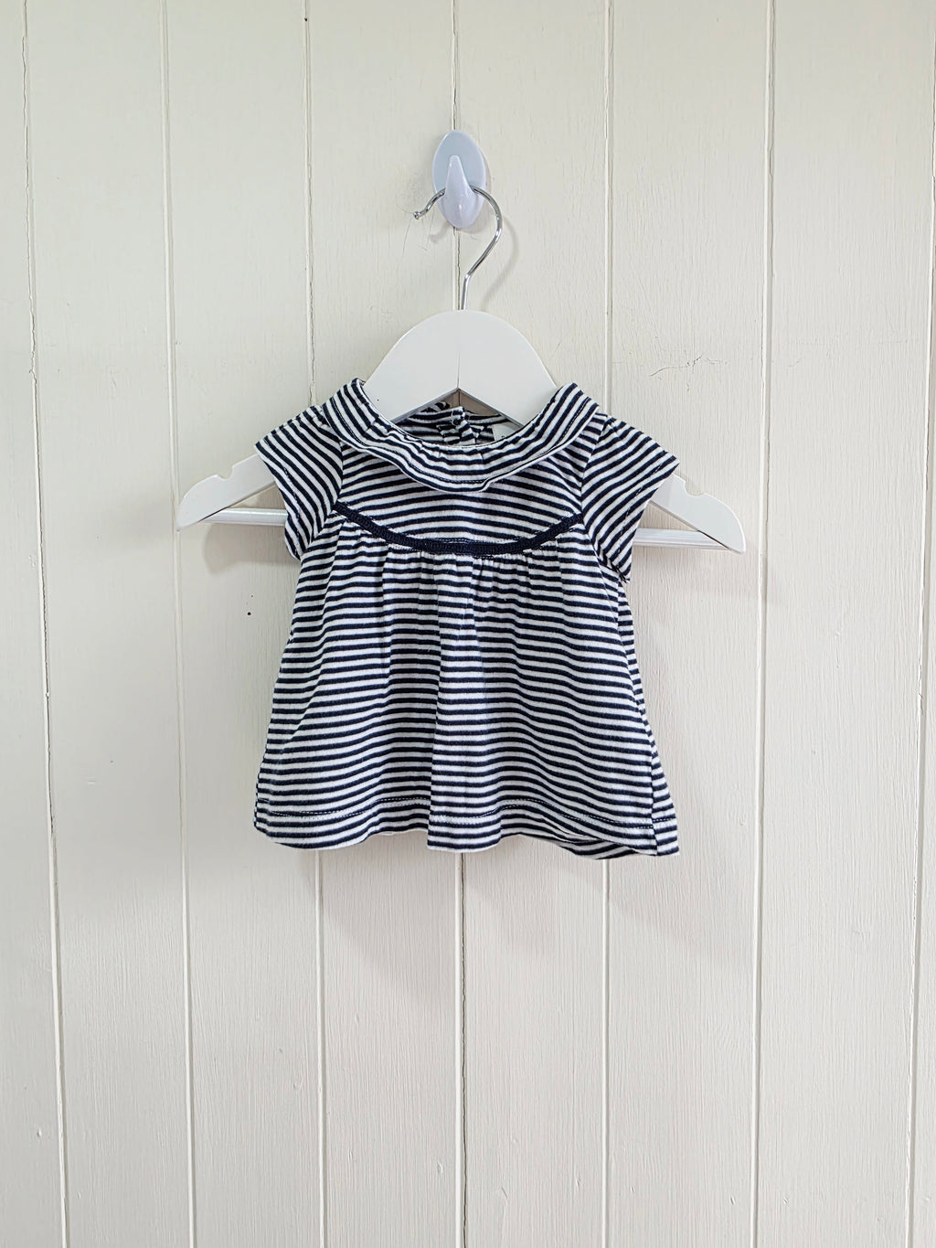 Next - Up to 1 month navy and white stripy short sleeve top