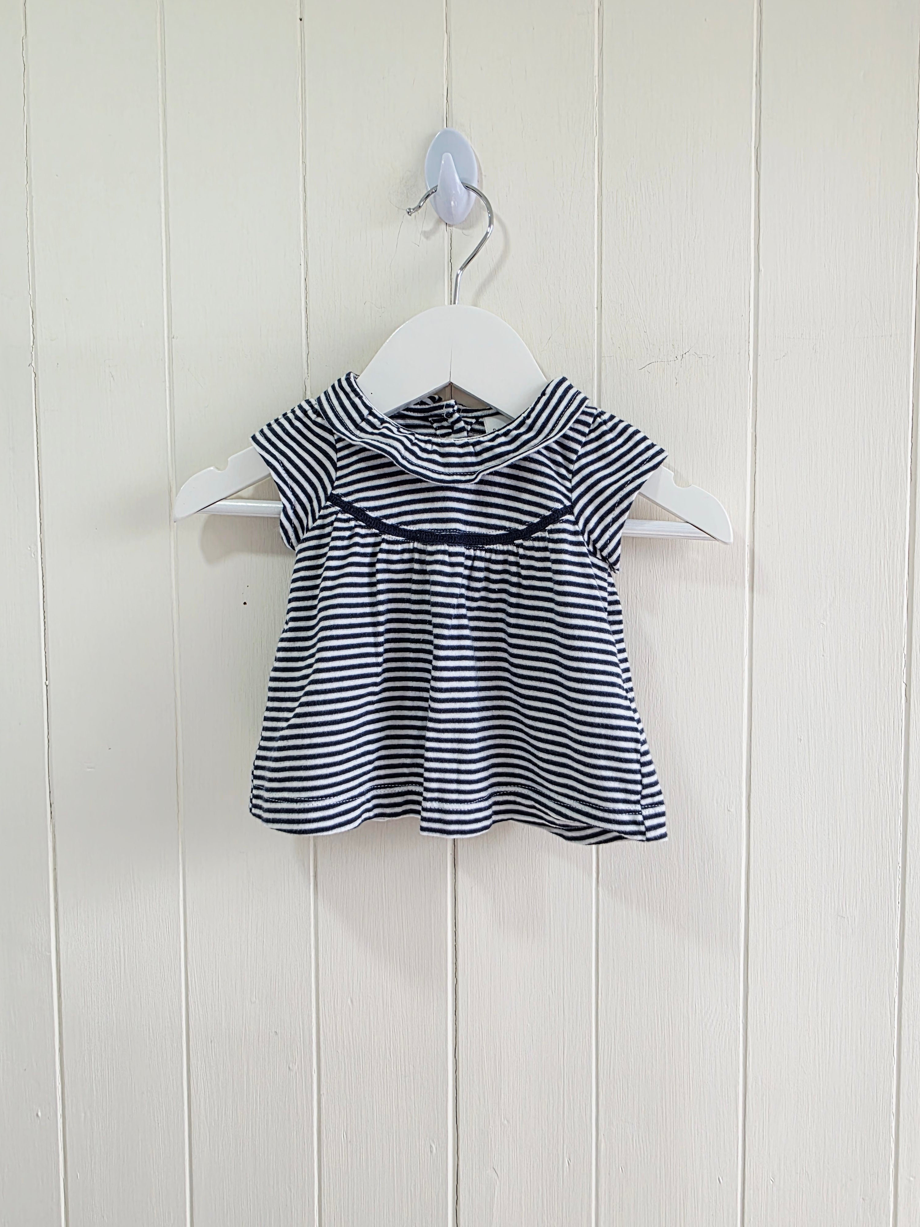 Next - Up to 1 month navy and white stripy short sleeve top