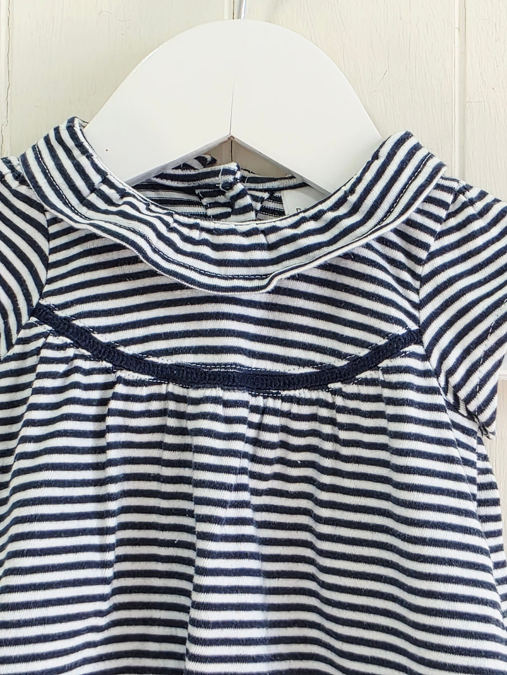 Next - Up to 1 month navy and white stripy short sleeve top