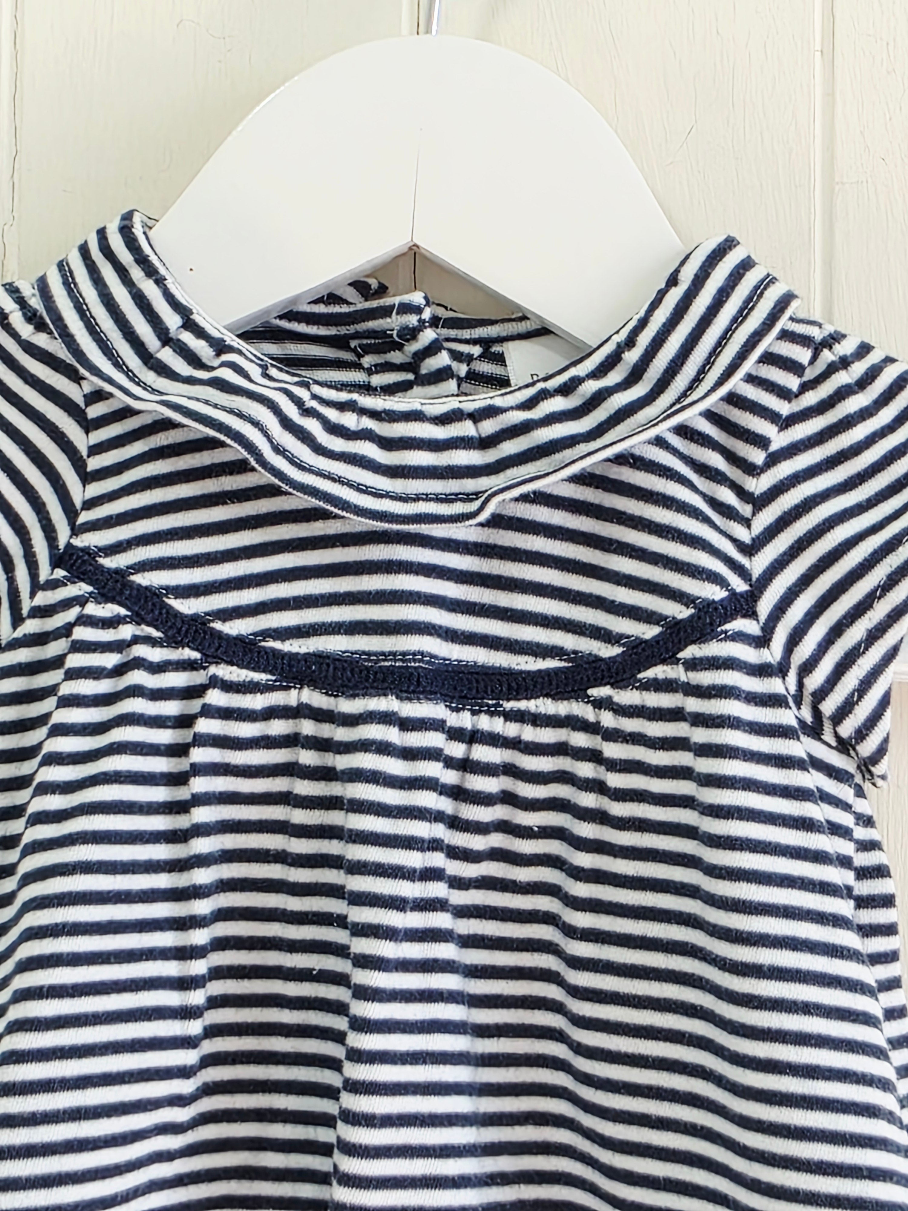Next - Up to 1 month navy and white stripy short sleeve top