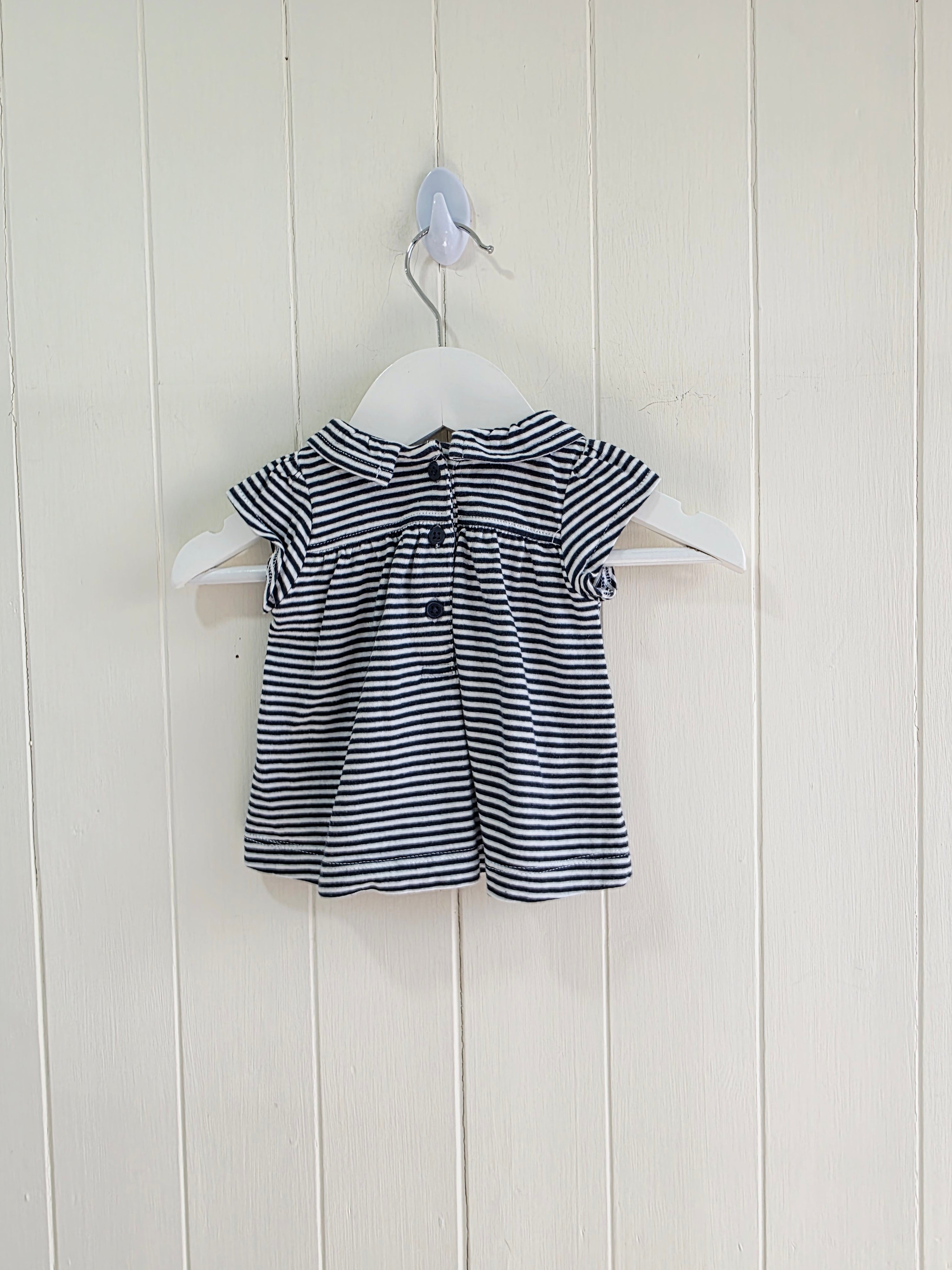 Next - Up to 1 month navy and white stripy short sleeve top