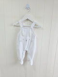 George - 0-3 months girls white velour footed dungarees featuring embroidered bunny