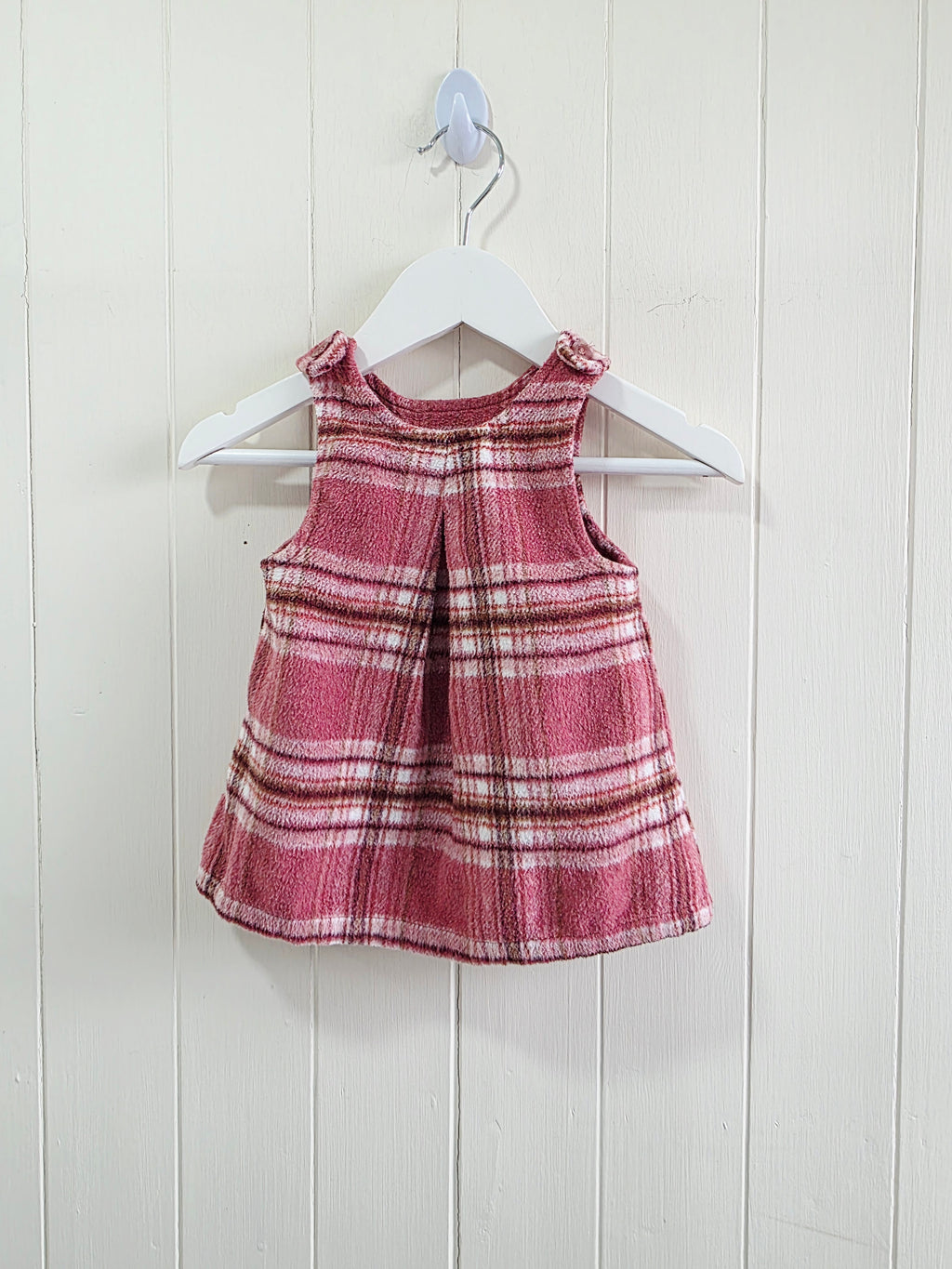Nutmeg - 0-3 months girls pink tartan plaid pinafore dress