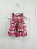 Nutmeg - 0-3 months girls pink tartan plaid pinafore dress