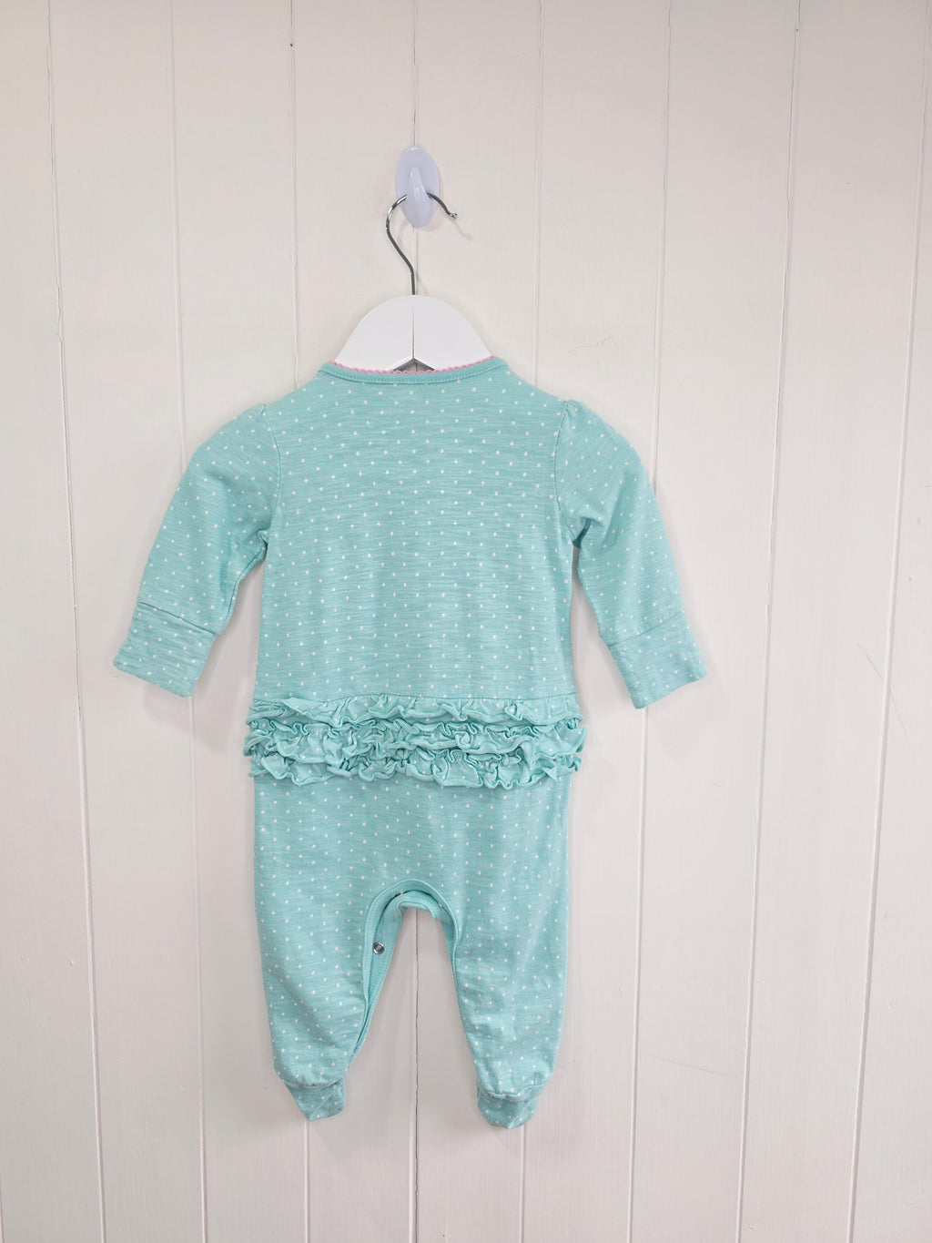 Next - Up to 3 months mint polka dot sleepsuit