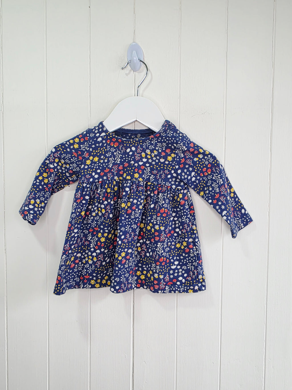 F&F - Up to 3 months navy floral long sleeve dress