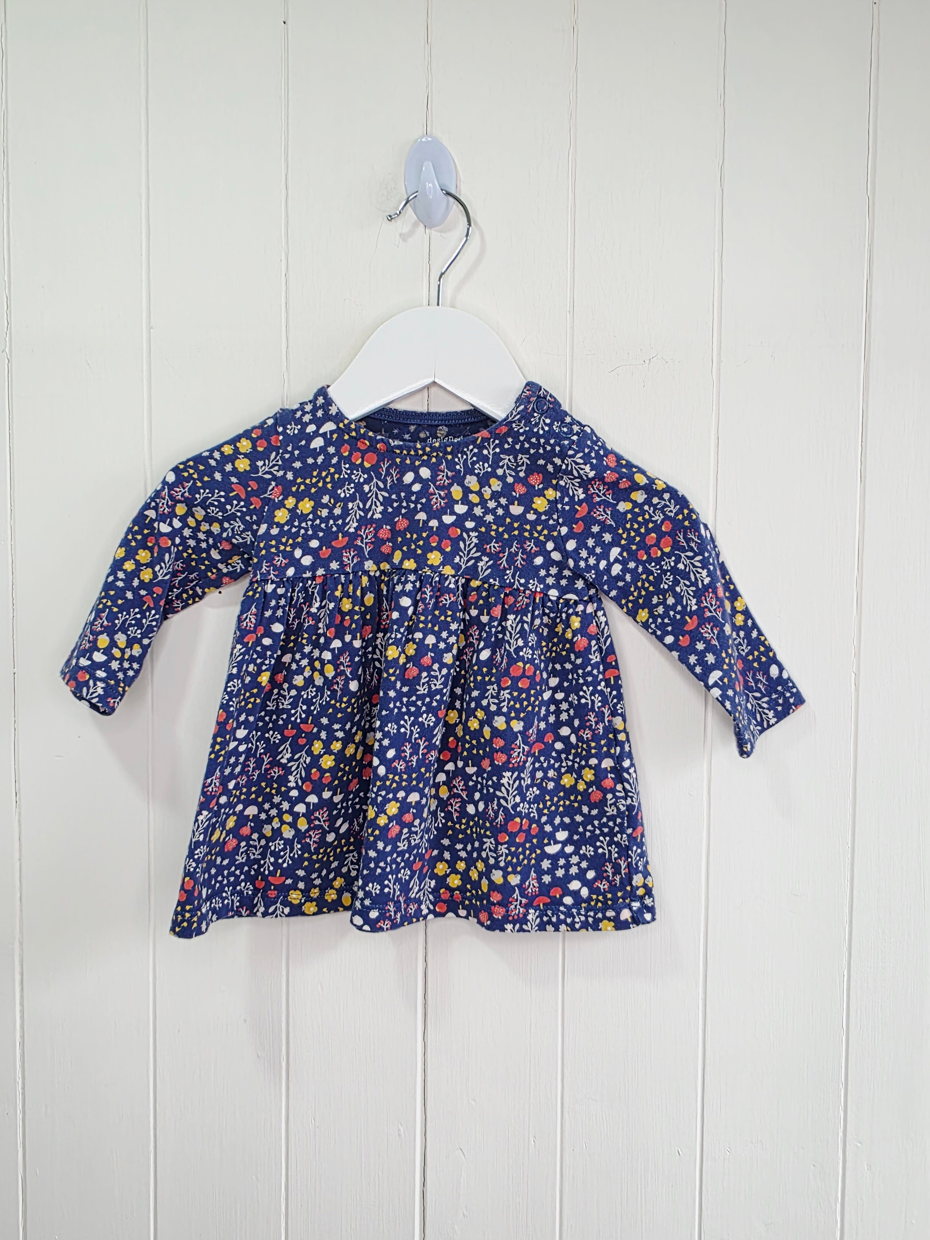 F&F - Up to 3 months navy floral long sleeve dress