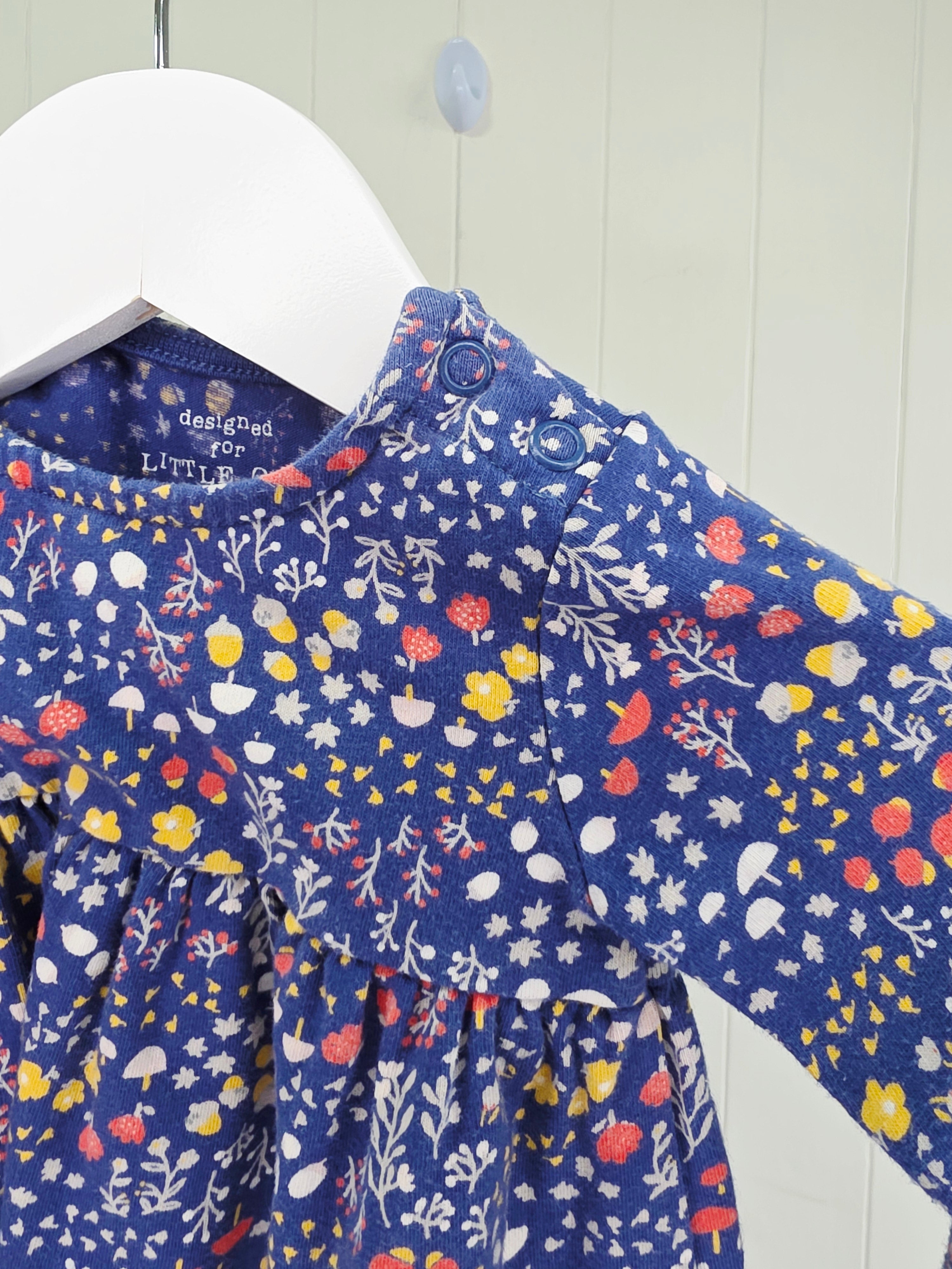 F&F - Up to 3 months navy floral long sleeve dress