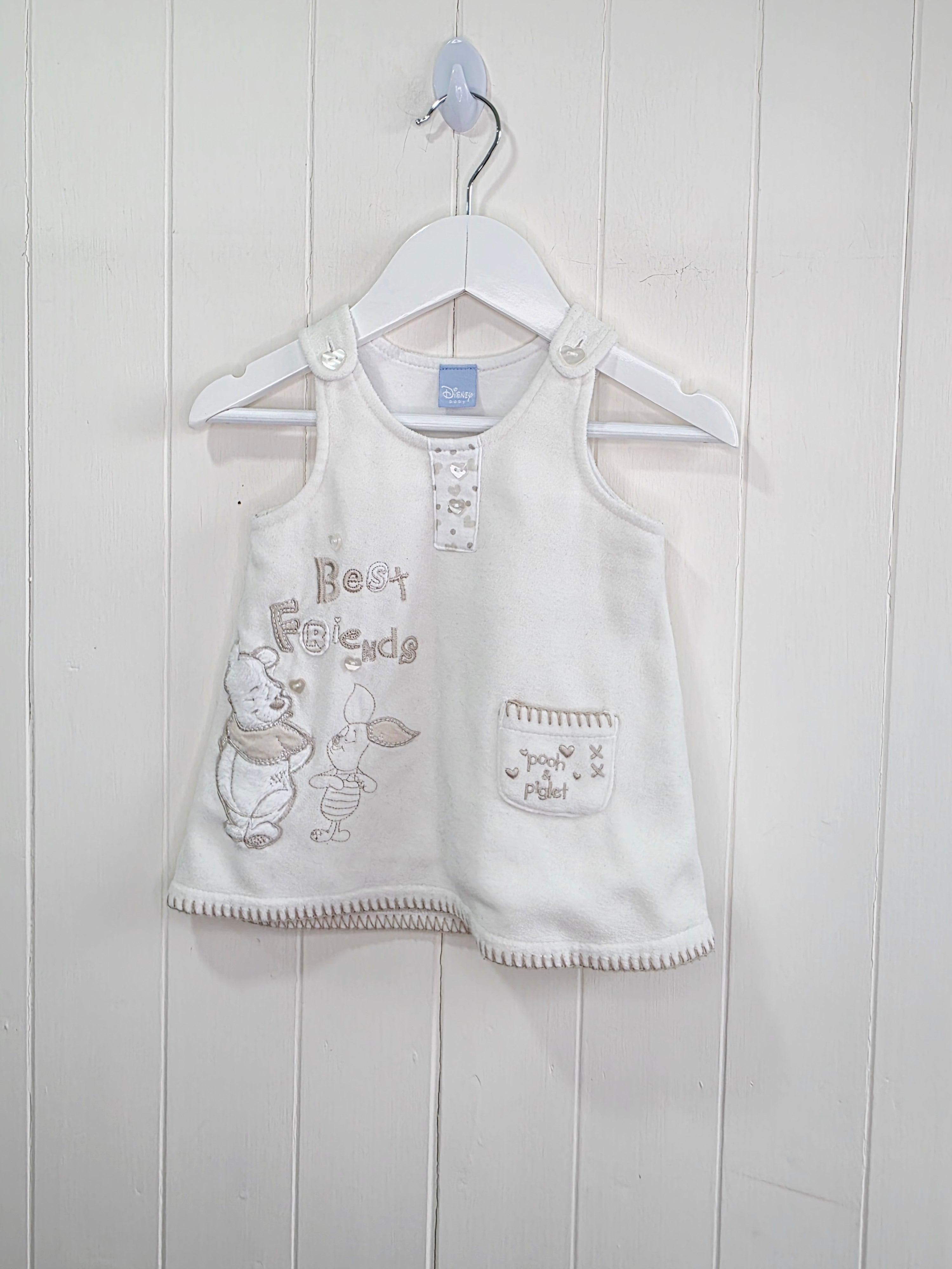 Winnie the Pooh - 0-3 months girls fleece pinafore dress featuring embroidered letters