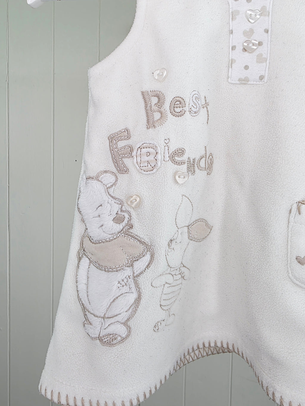 Winnie the Pooh - 0-3 months girls fleece pinafore dress featuring embroidered letters