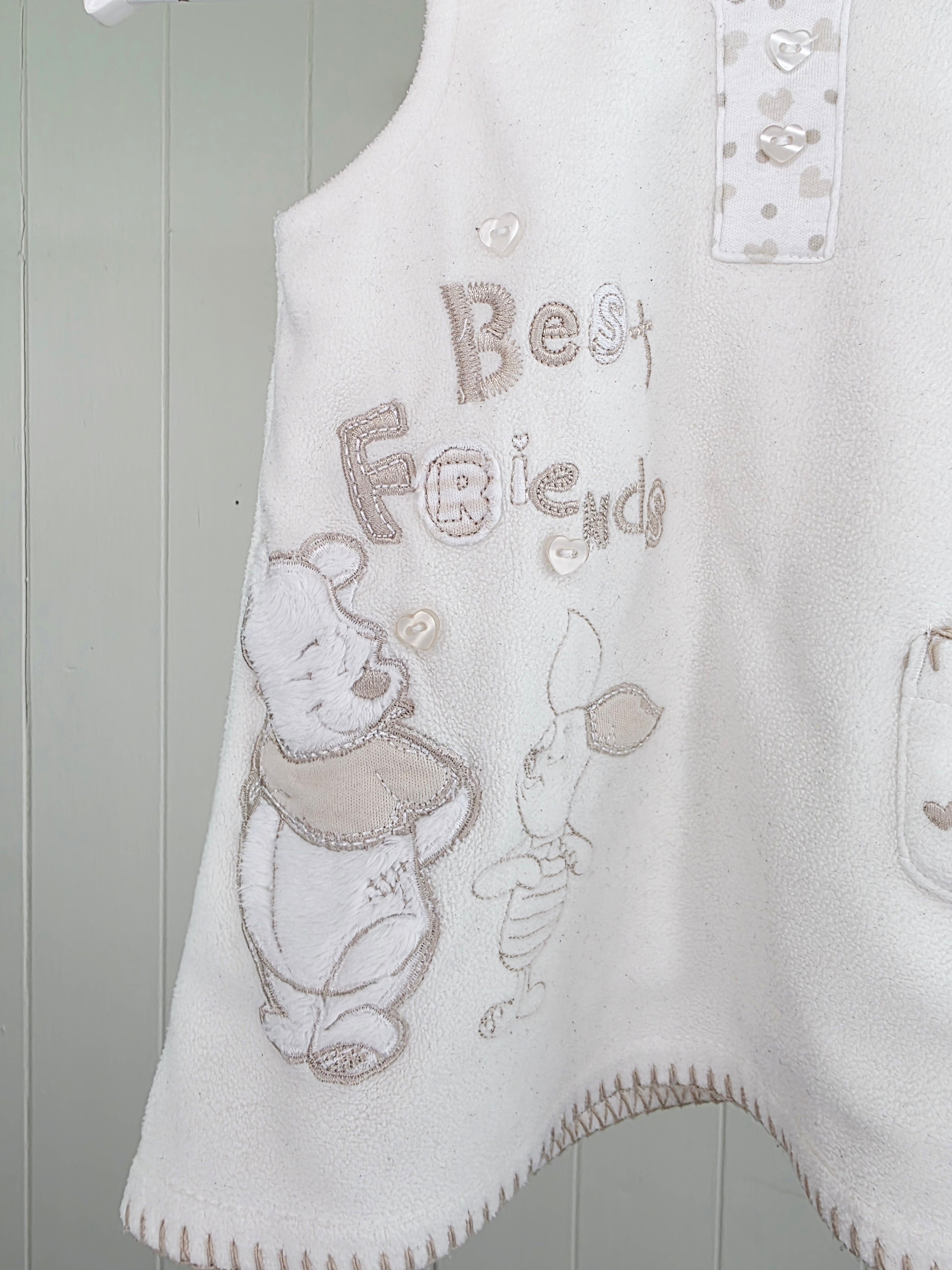 Winnie the Pooh - 0-3 months girls fleece pinafore dress featuring embroidered letters