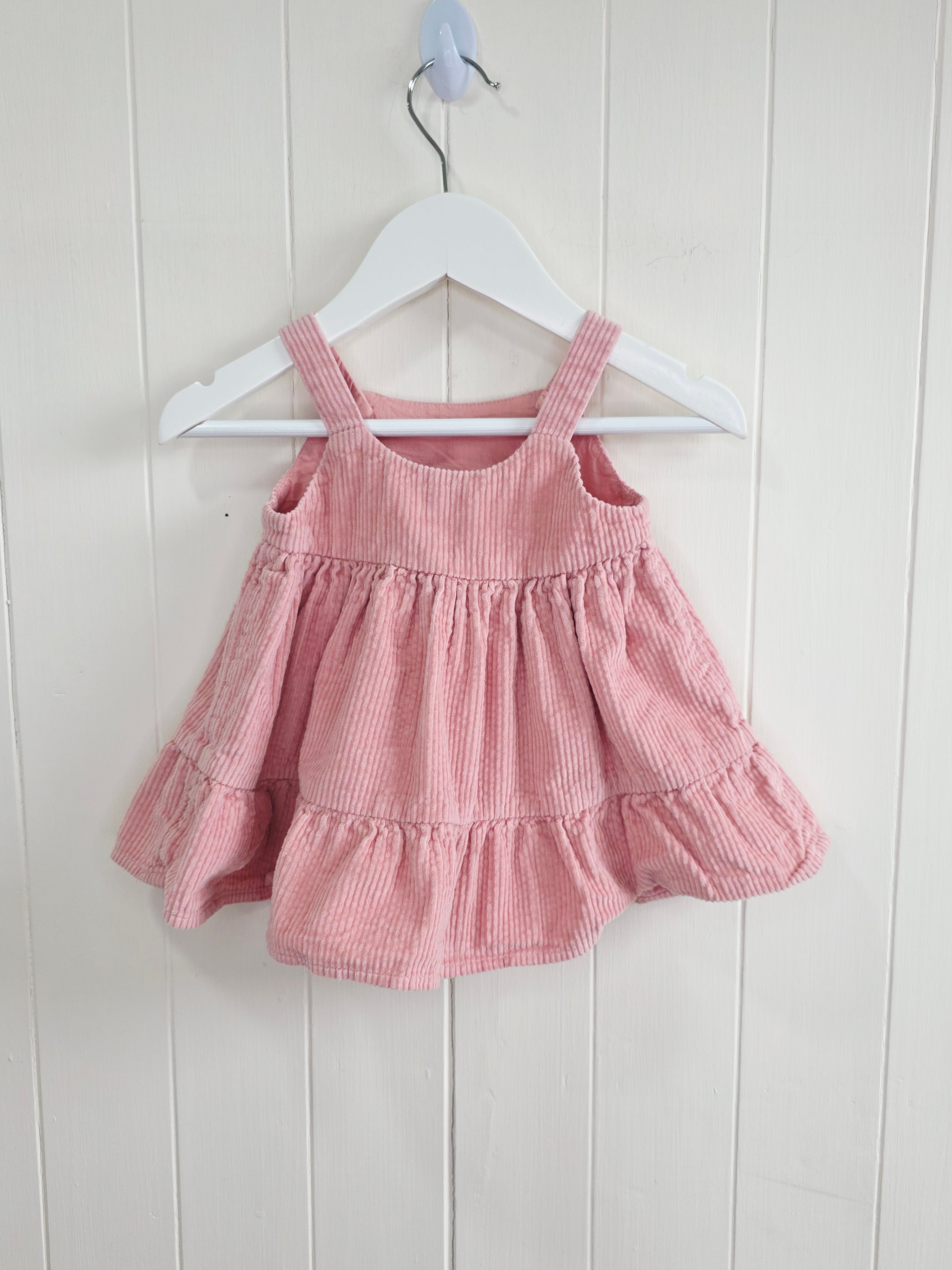 George - 0-3 months girls pink corduroy pinafore dress