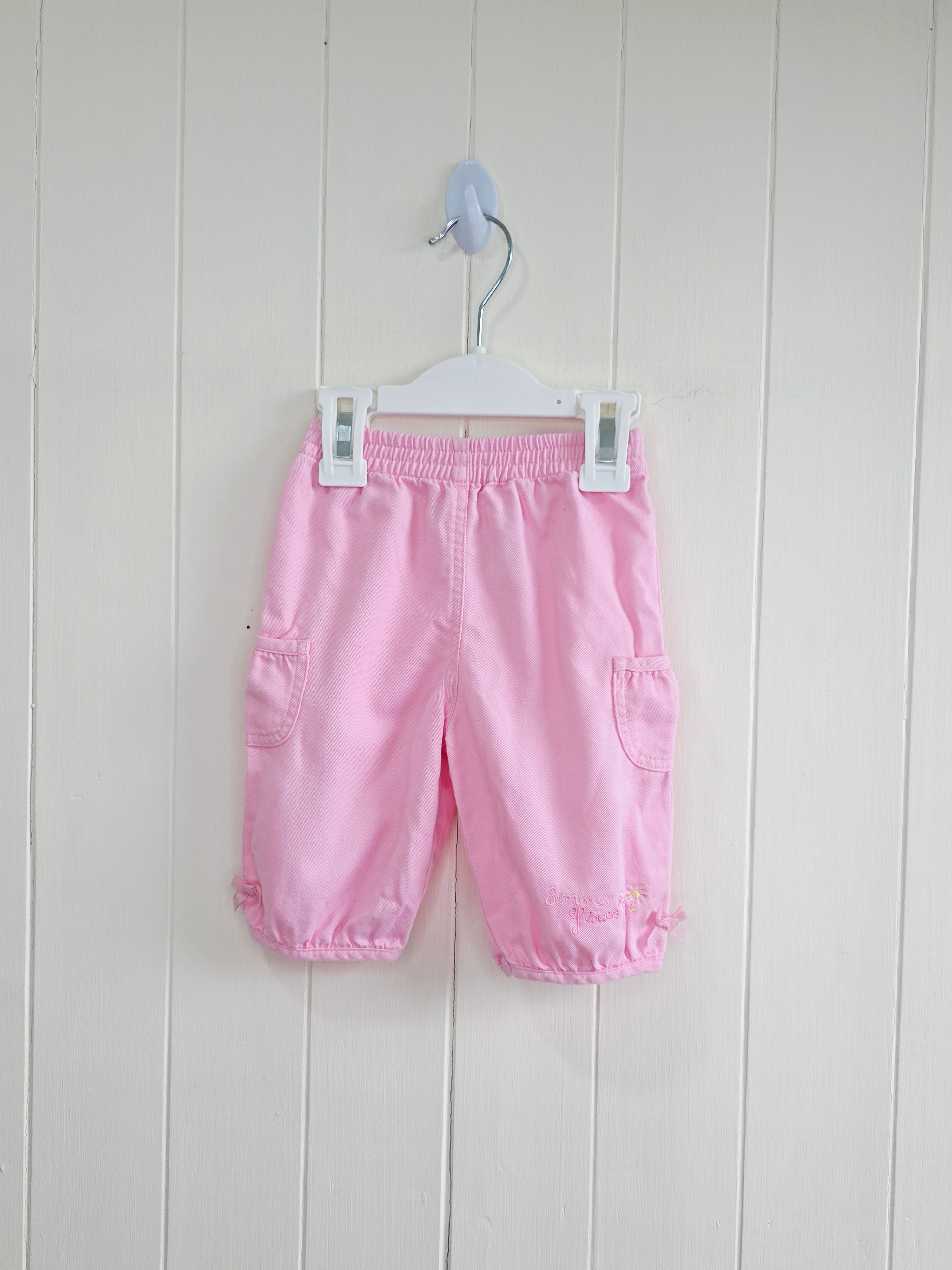 George 0-3 months lightweight pink cargo style trousers
