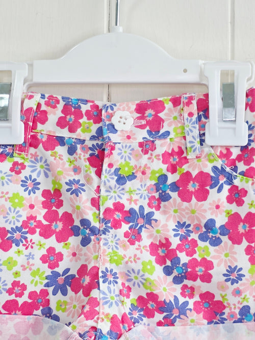 Cuddlesome - 0-3 months denim look floral shorts