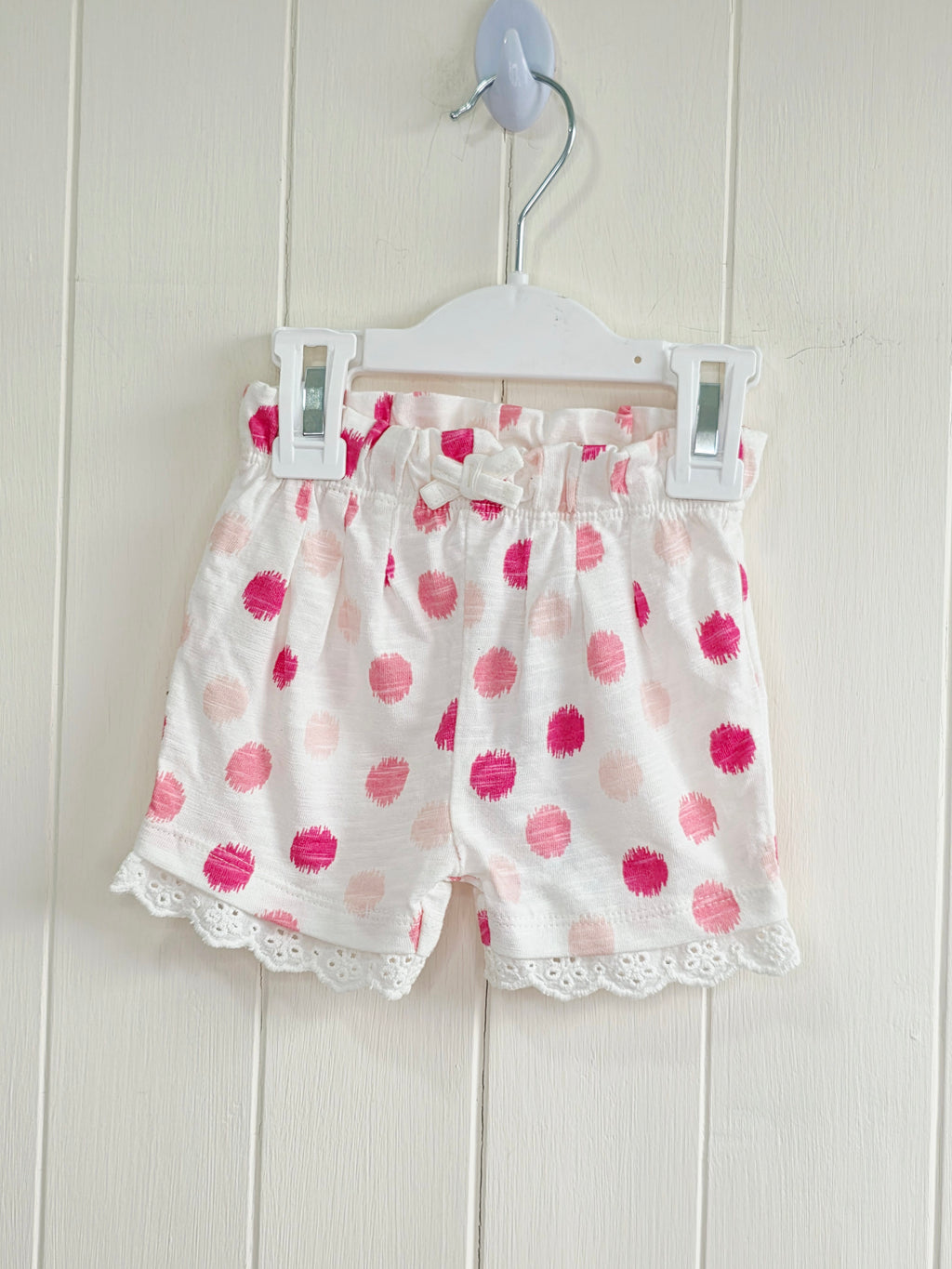 F&F - Up to 3 months white polka dot shorts