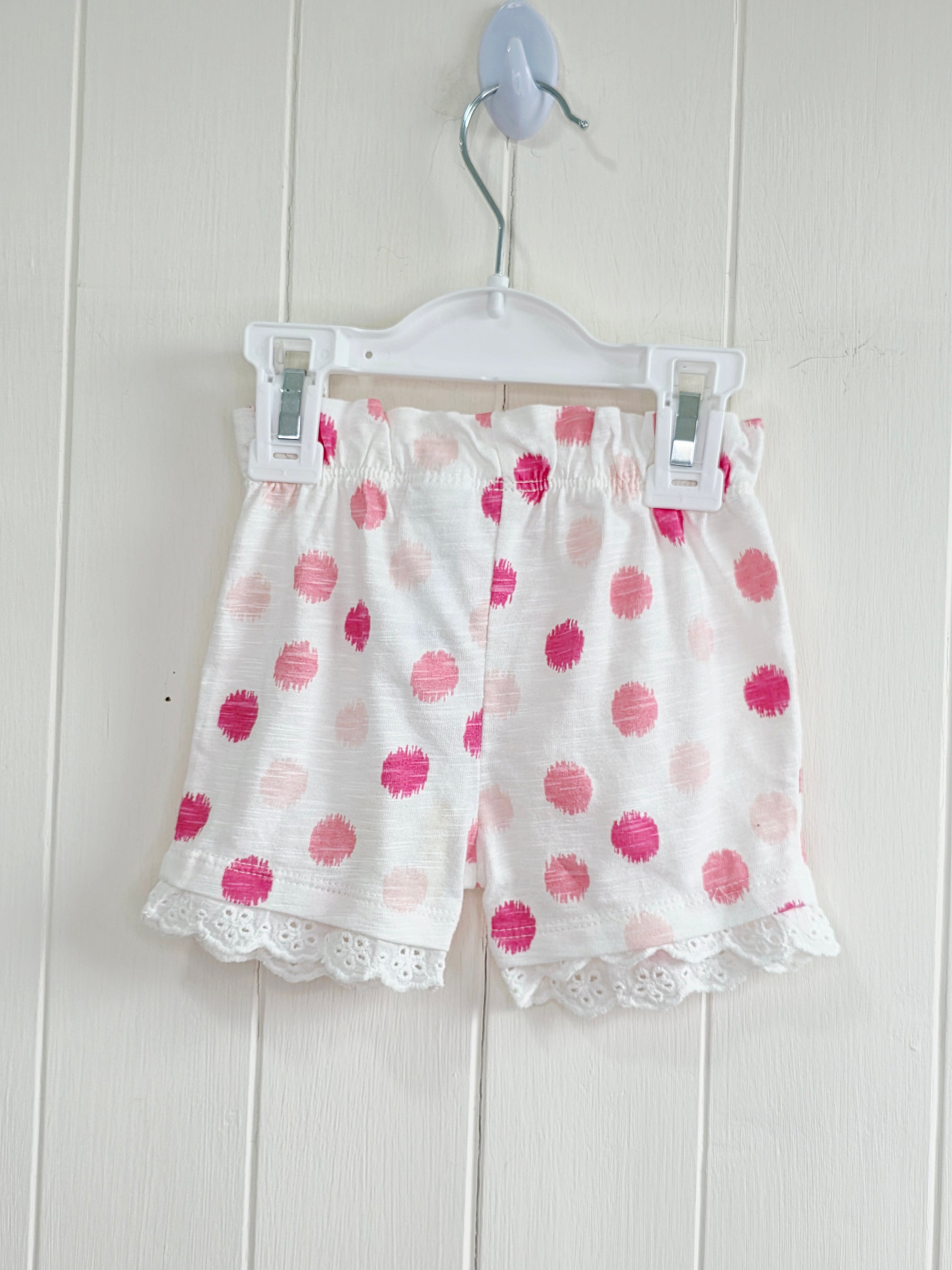 F&F - Up to 3 months white polka dot shorts