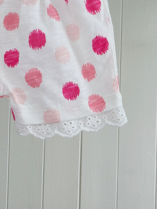 F&F - Up to 3 months white polka dot shorts