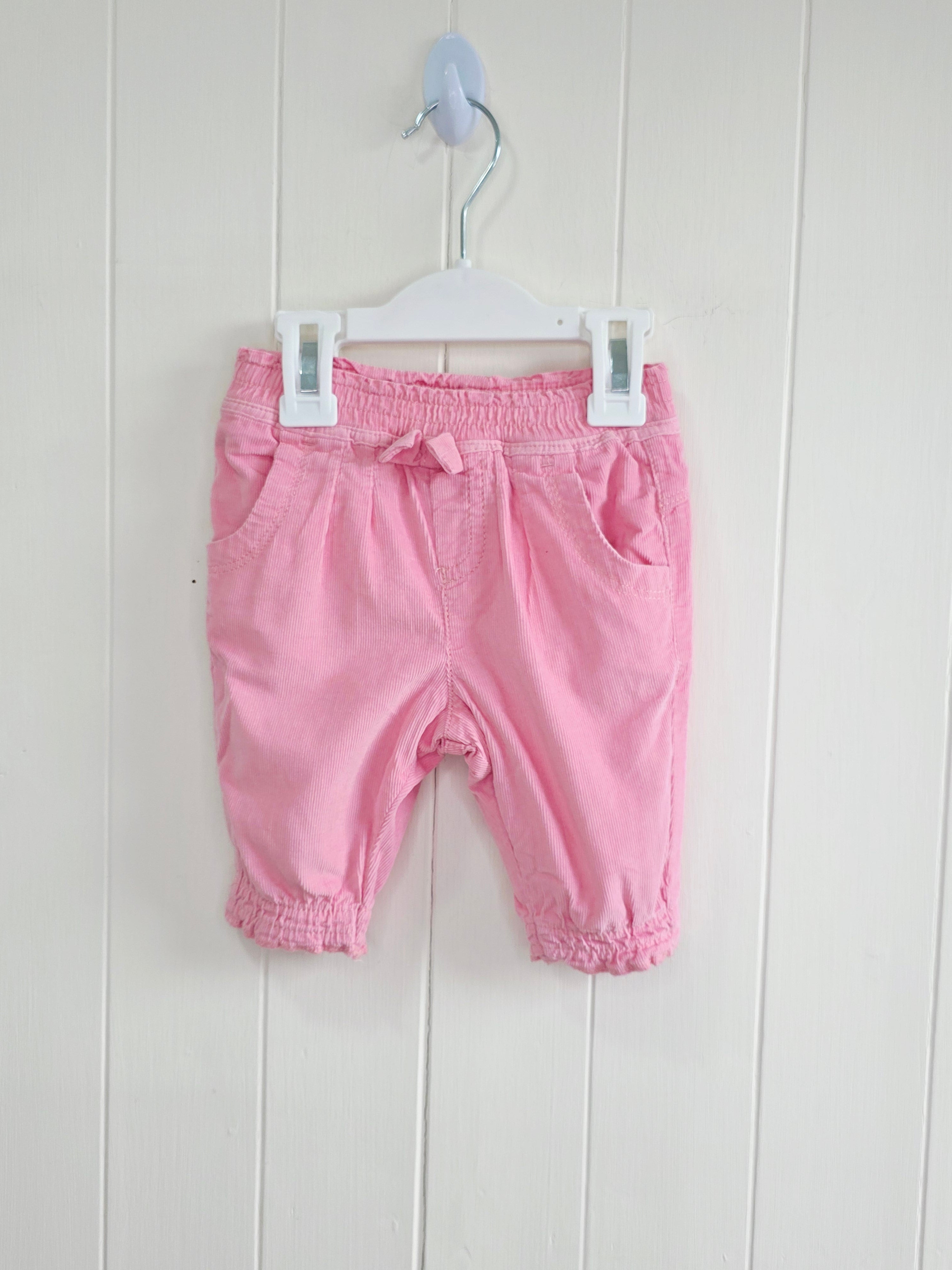 Next - up to 3 months pink corduroy trousers with lining